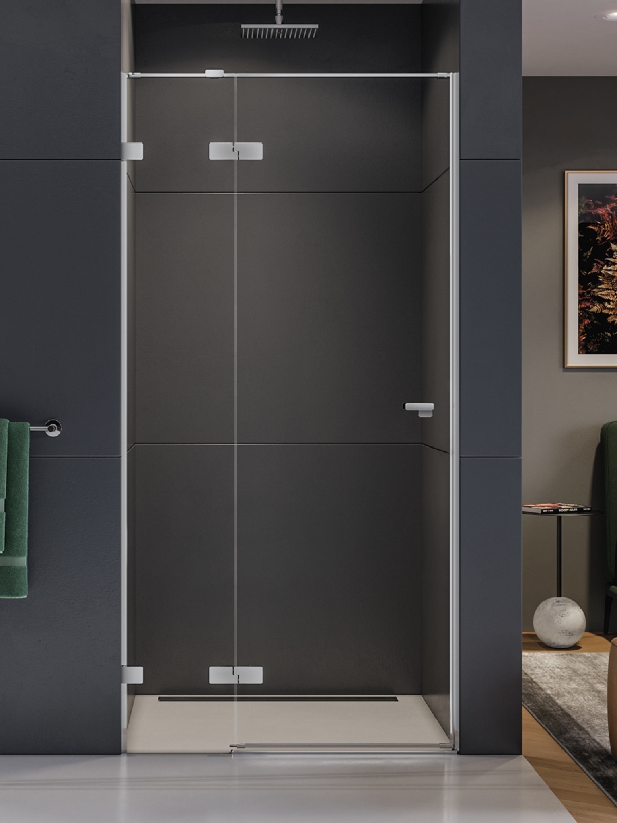 New Trendy Eventa puerta de ducha 100 cm oscilante cromo brillante/vidrio transparente EXK-4454