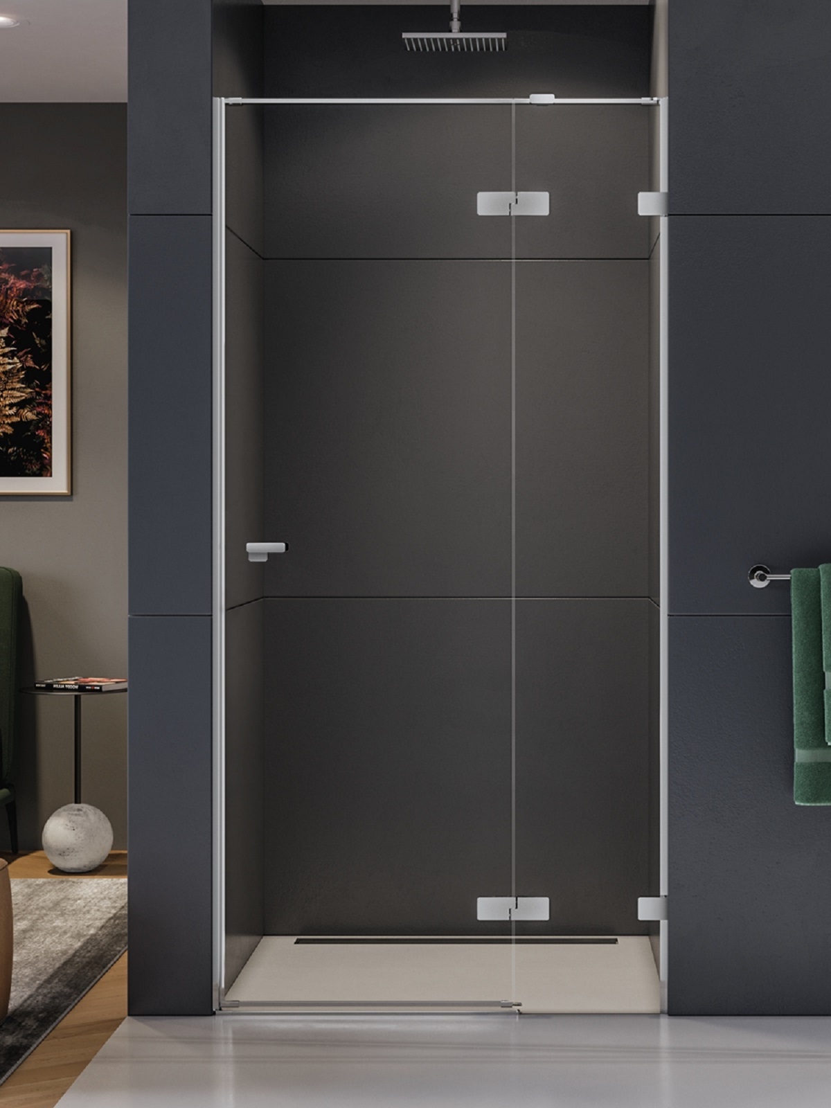 New Trendy Eventa puerta de ducha 100 cm oscilante cromo brillante/vidrio transparente EXK-4455