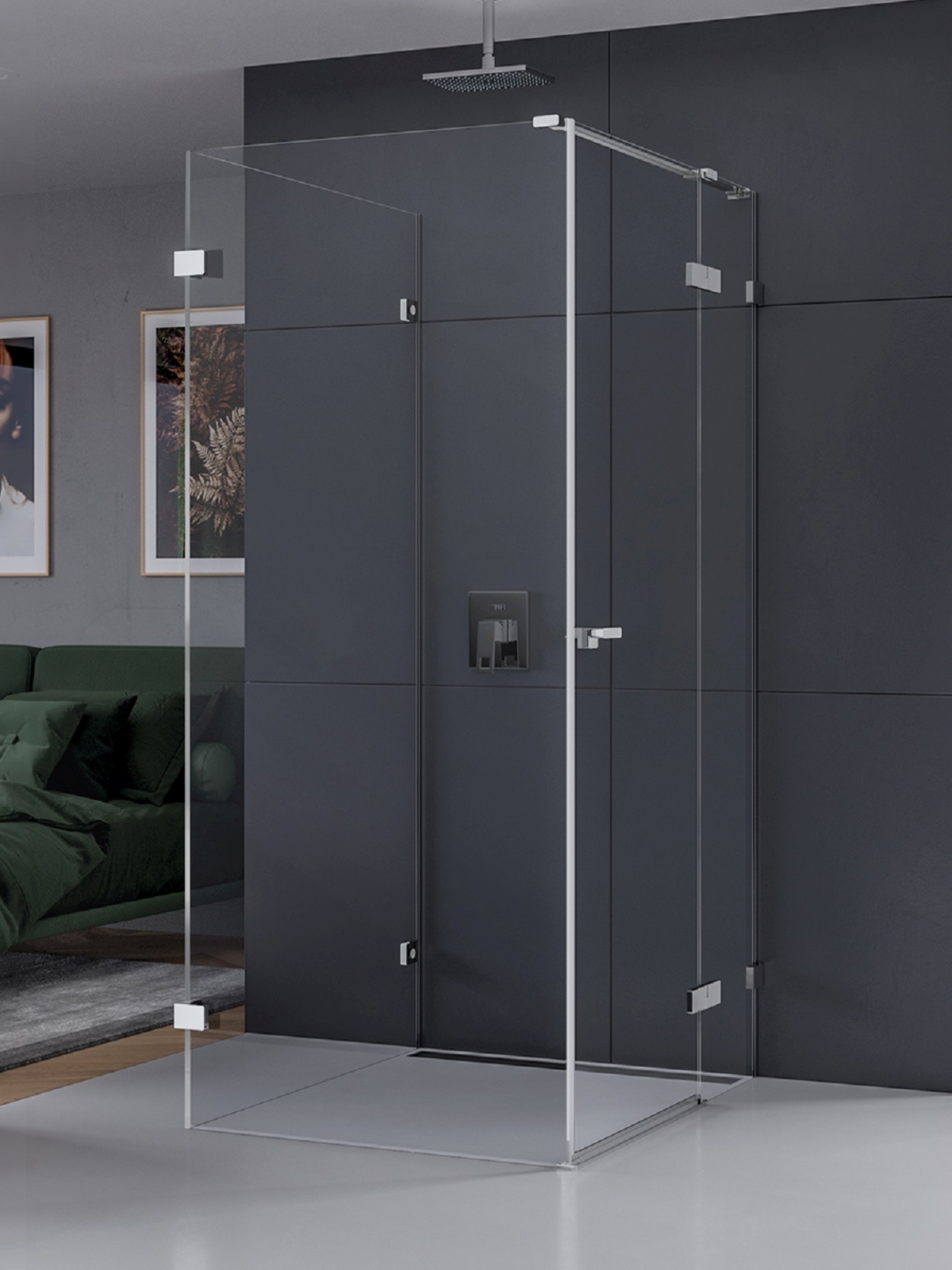 New Trendy Eventa cabina de ducha 90x80 cm rectangular cromo brillo/vidrio transparente EXK-4598