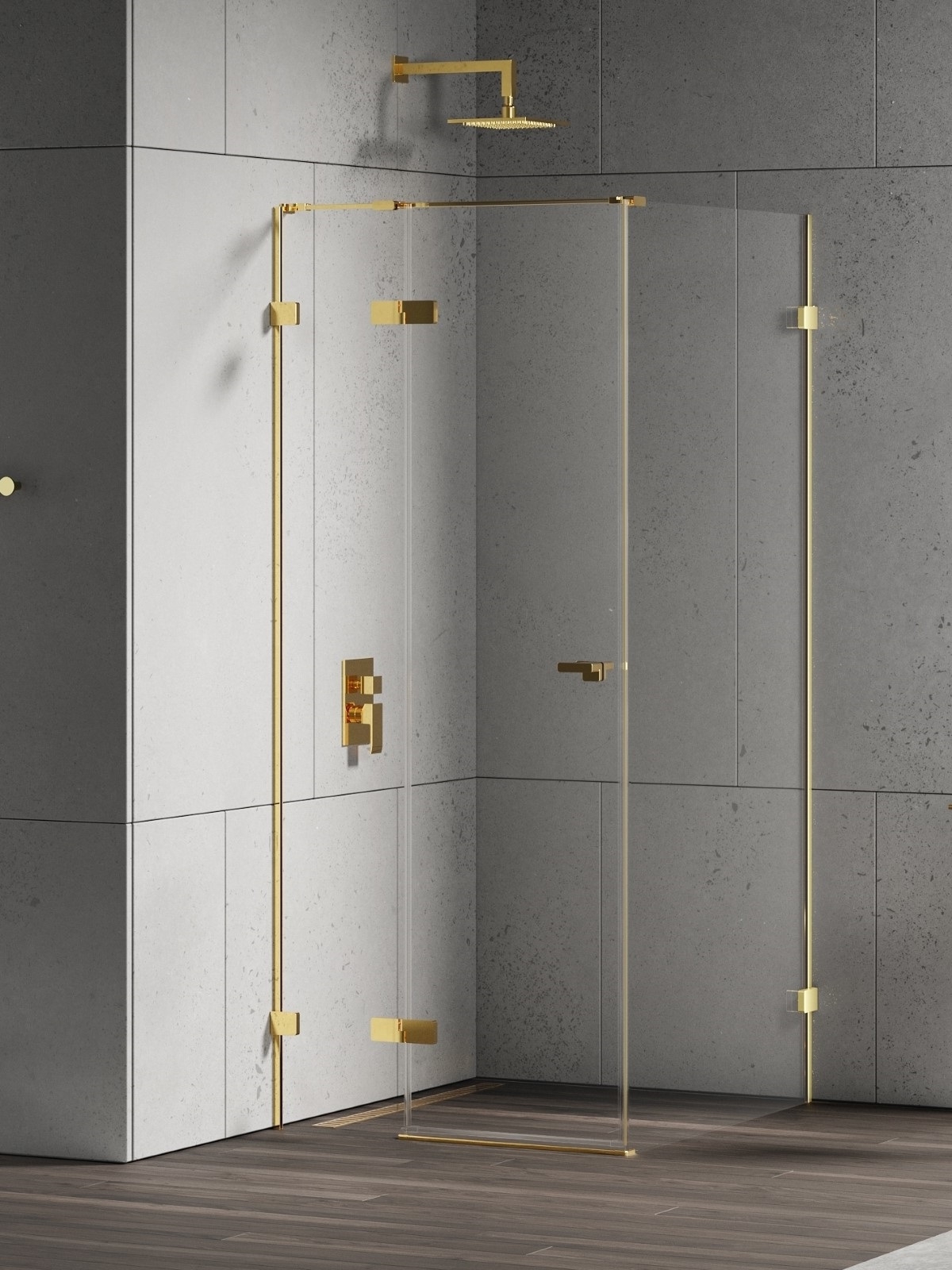 New Trendy Eventa Gold Shine cabina de ducha 110x90 cm rectangular oro brillo/vidrio transparente EXK-4699