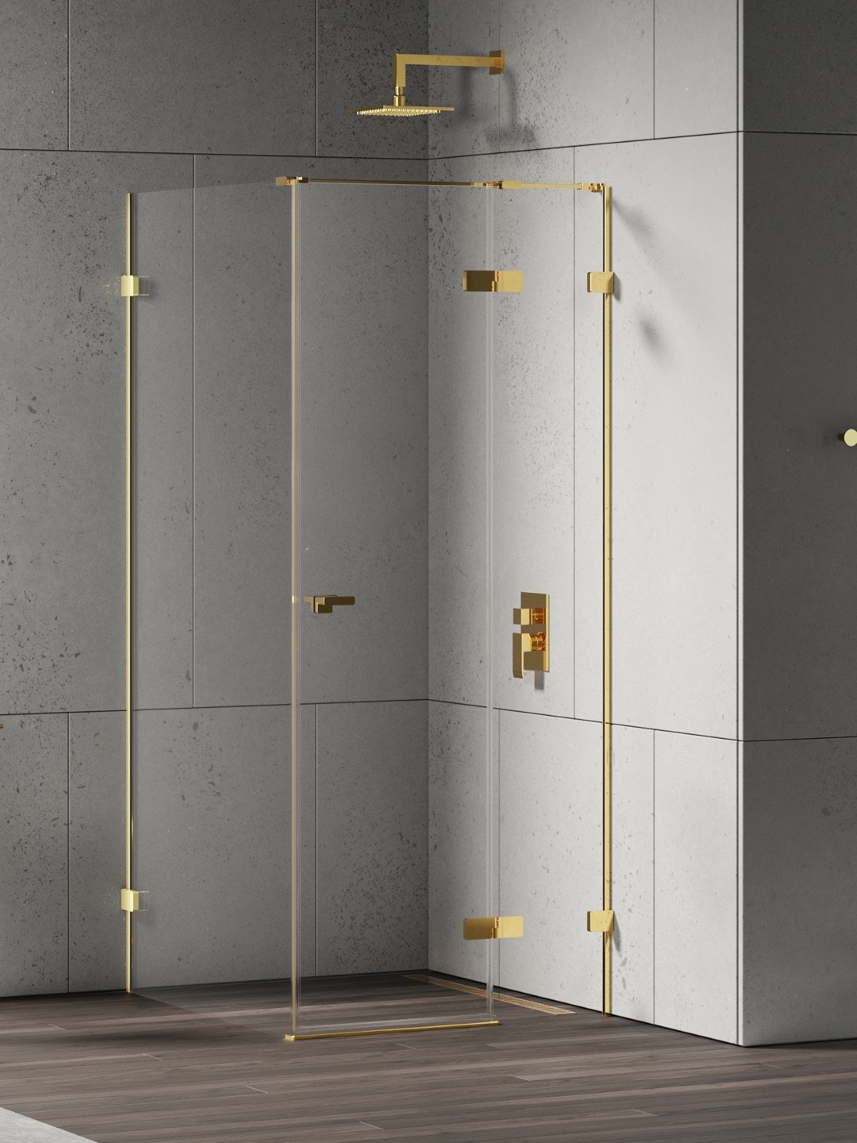 New Trendy Eventa Gold Shine cabina de ducha 110x100 cm rectangular oro brillo/vidrio transparente EXK-4735