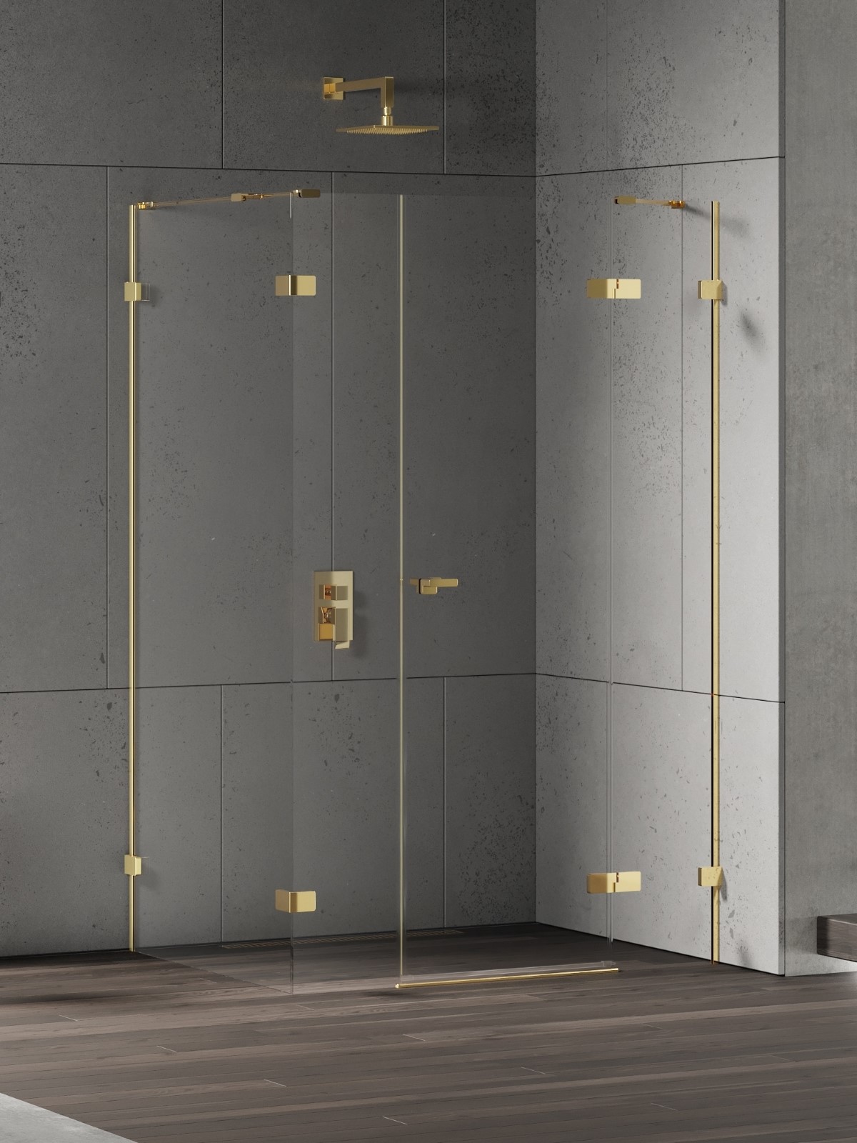 New Trendy Eventa Gold Shine cabina de ducha 130x80 cm rectangular oro brillo/vidrio transparente EXK-4777