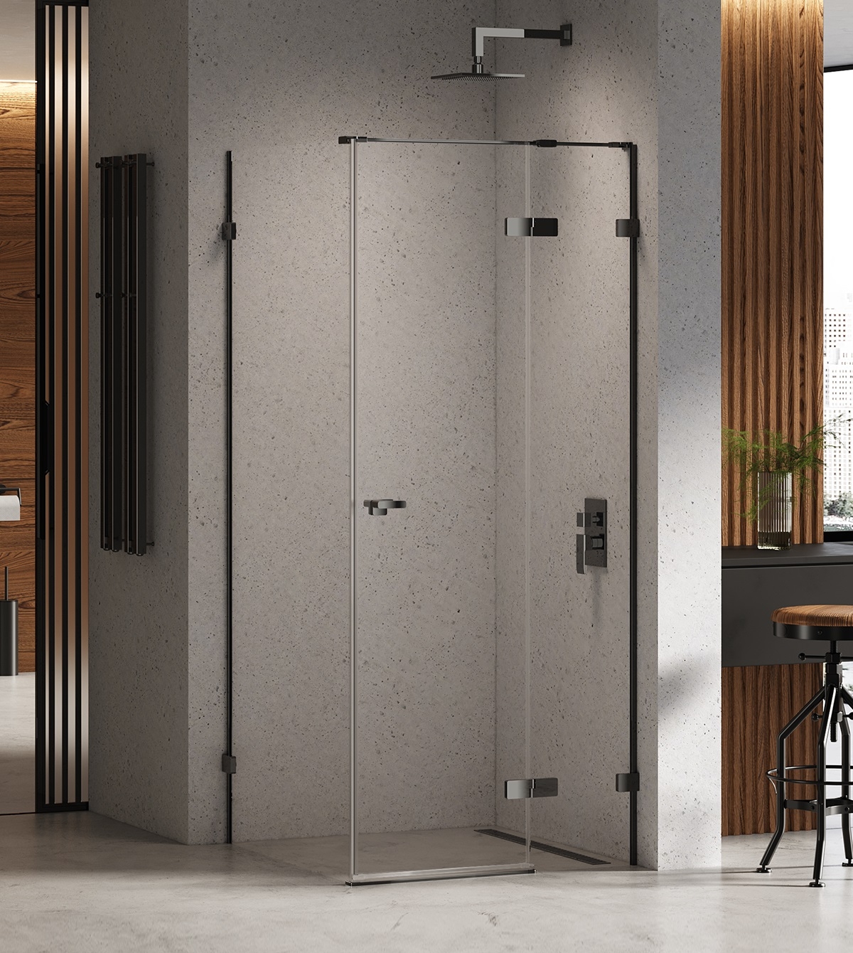 New Trendy Eventa Black Chrome cabina de ducha 90x90 cm cuadrada negro brillo/vidrio transparente EXK-6183
