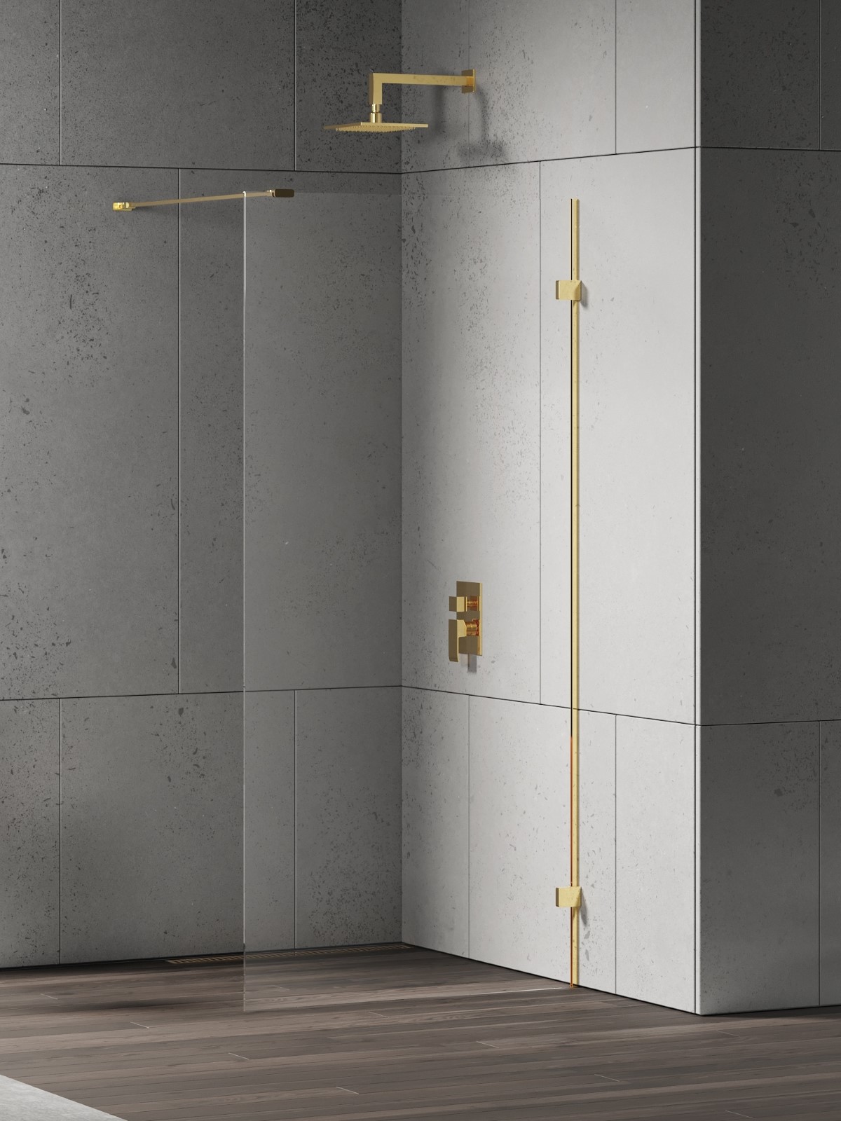 New Trendy Eventa Gold Shine mampara de ducha walk-in 70 cm oro brillante/vidrio transparente EXK-4838
