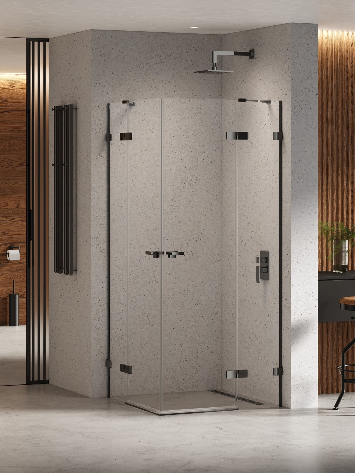 New Trendy Eventa Black Chrome cabina de ducha 100x100 cm cuadrada negro brillo/vidrio transparente EXK-6217