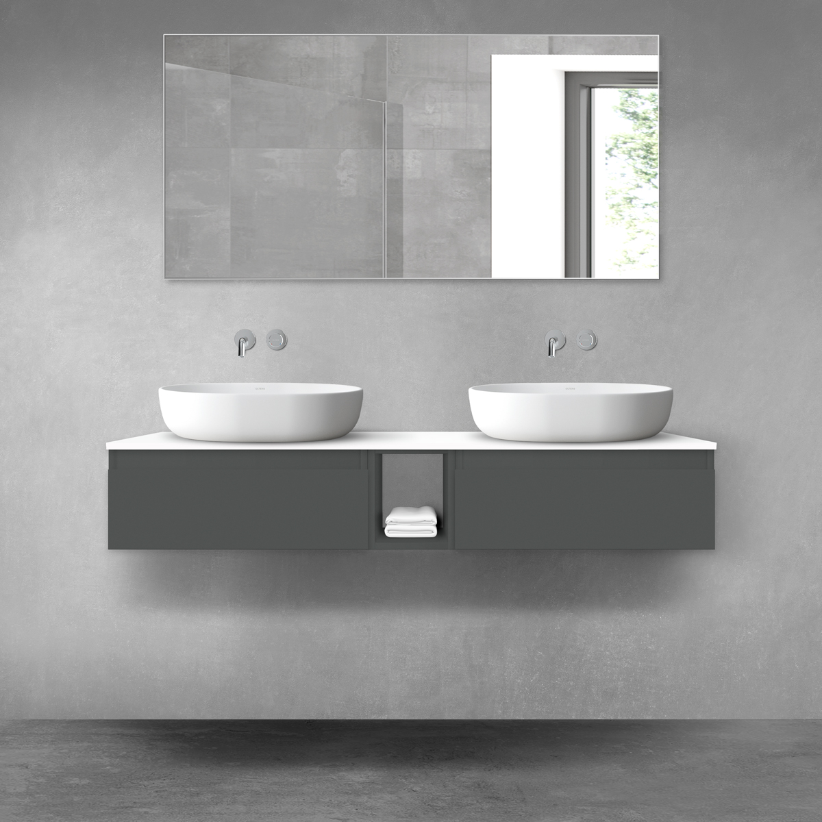 Conjunto armario Oltens Vernal 60009400, encimera sobre armario Oltens Vernal 63011000, 60020400