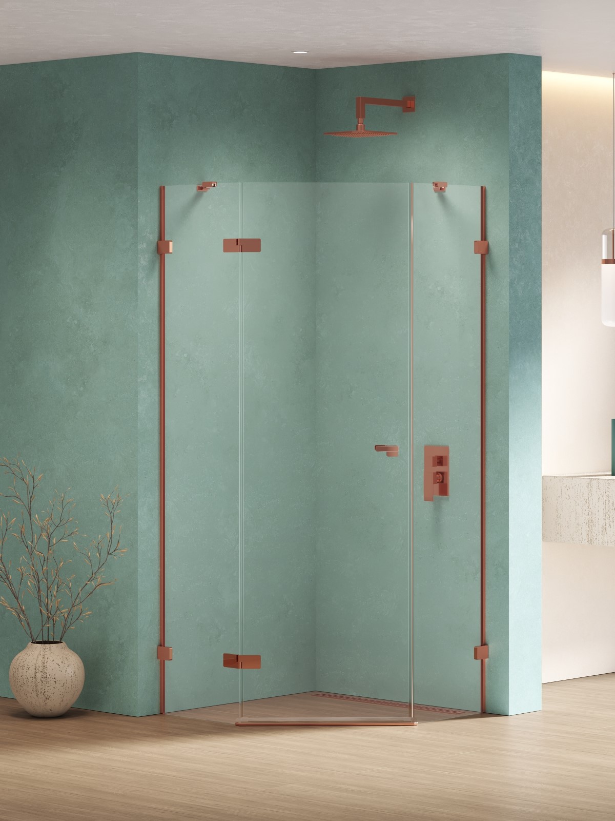 New Trendy Eventa Copper Shine cabina de ducha 90x90 cm cobre brillo/vidrio transparente EXK-6515
