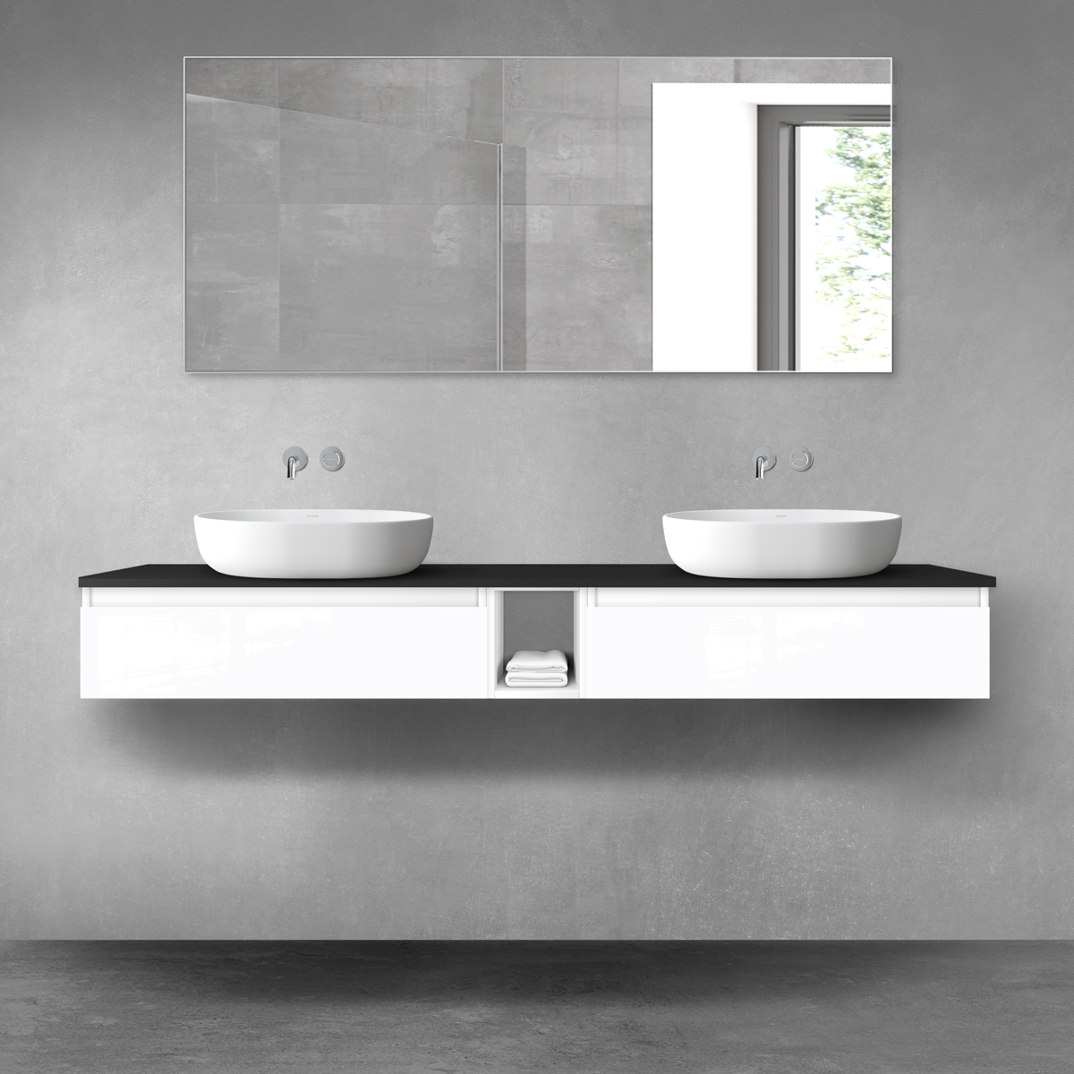 Conjunto armario Oltens Vernal 60010000, encimera sobre armario Oltens Vernal 63009300, 60020000