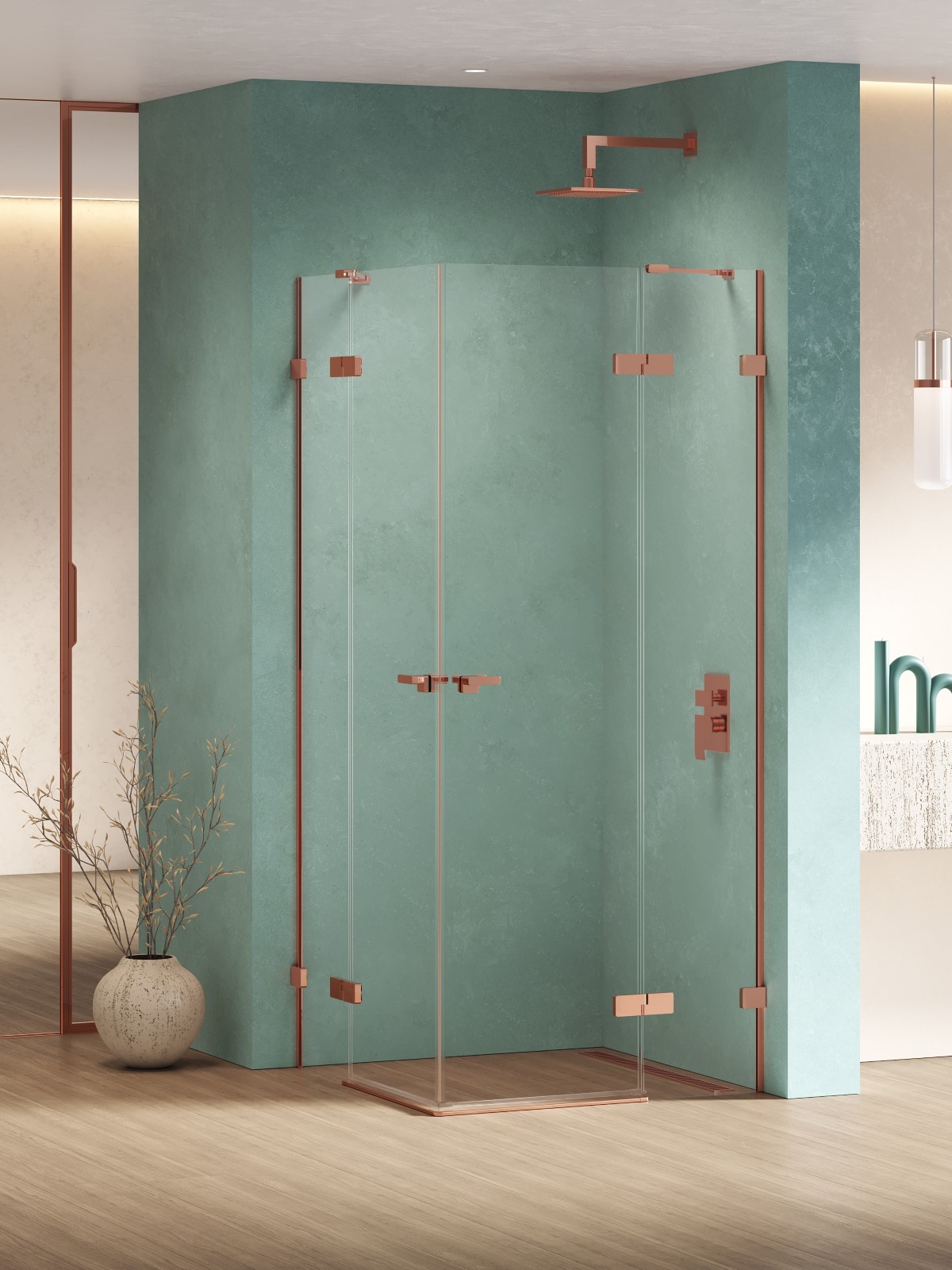 New Trendy Eventa Copper Shine cabina de ducha 110x90 cm rectangular cobre brillo/vidrio transparente EXK-6438