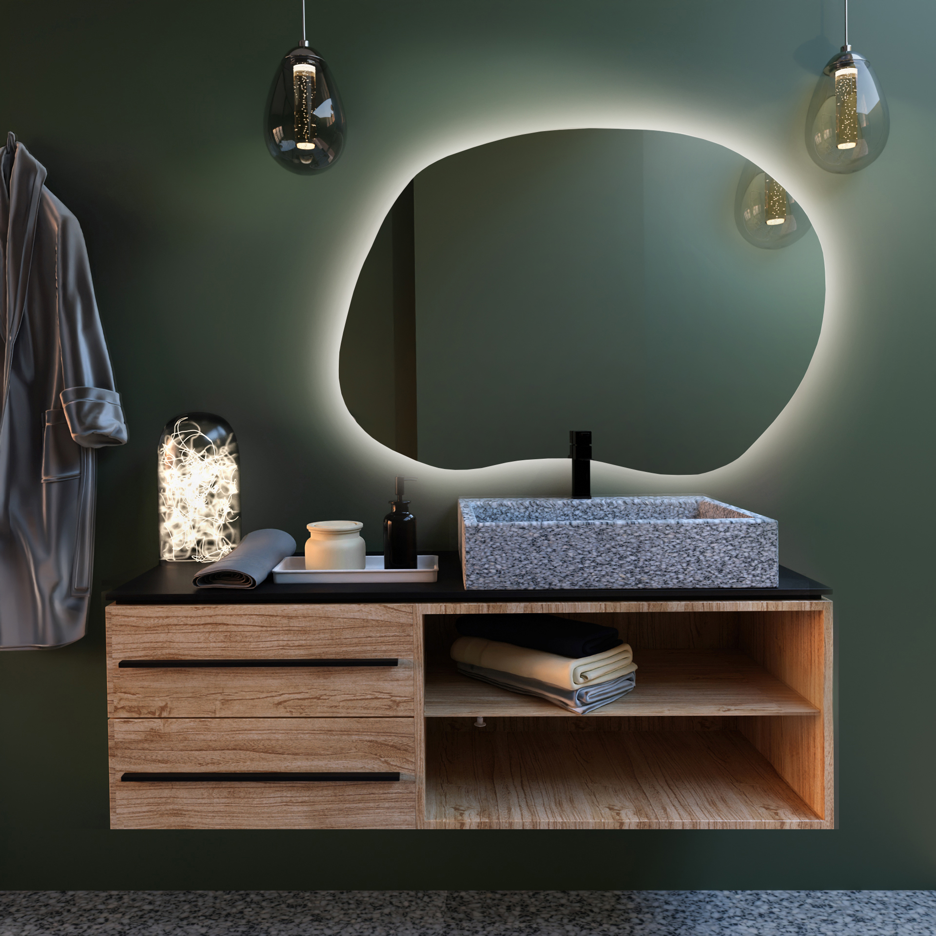 Baltica Design Bright Stain II espejo 90x64 cm con iluminación 5904107915364