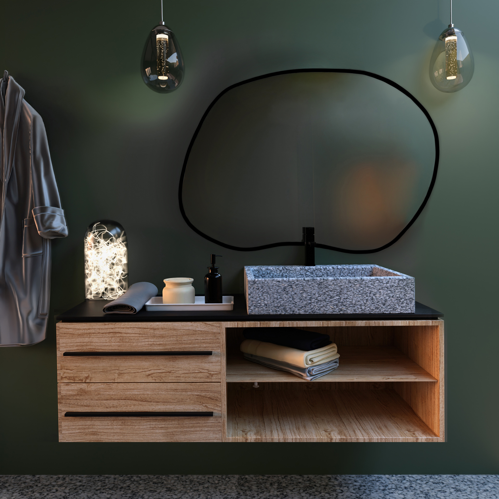 Baltica Design Bright Stain II espejo 80x57 cm con iluminación negro 5904107917221