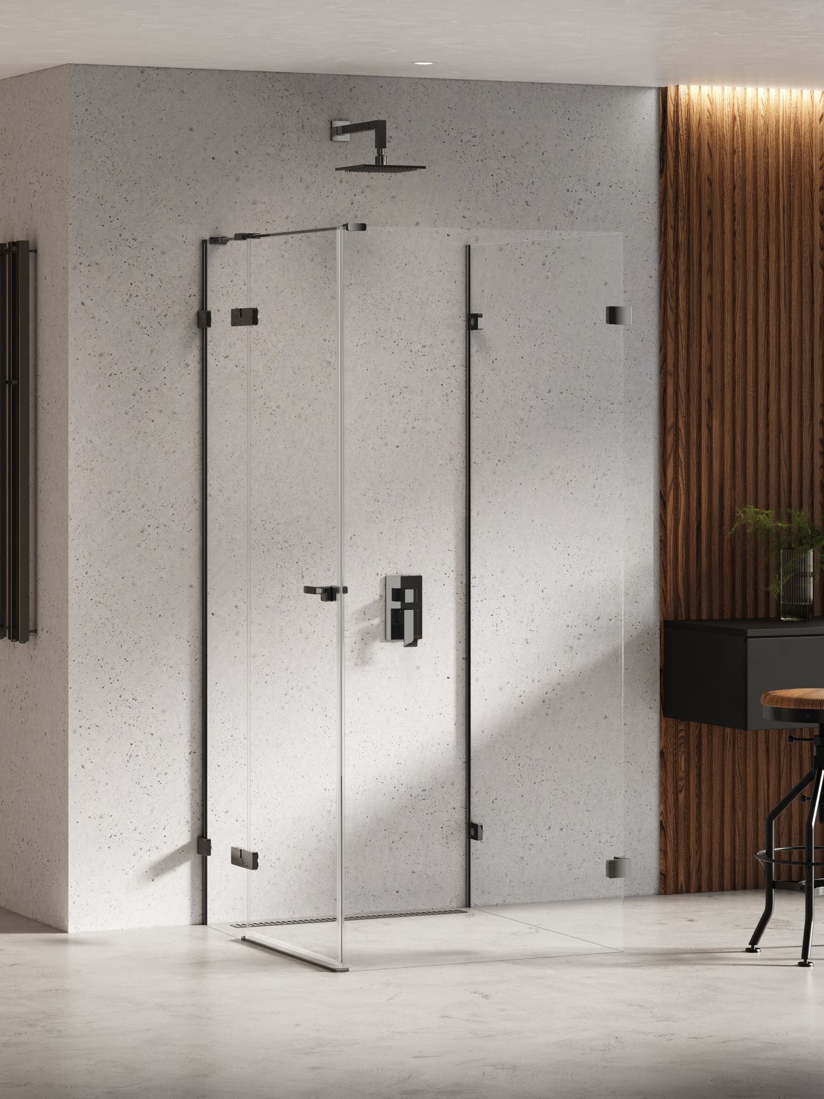New Trendy Eventa Black Chrome cabina de ducha 100x90 cm rectangular negro brillo/vidrio transparente EXK-6282
