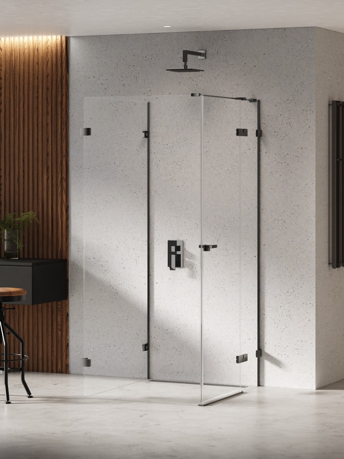 New Trendy Eventa Black Chrome cabina de ducha 100x80 cm rectangular negro brillo/vidrio transparente EXK-6285