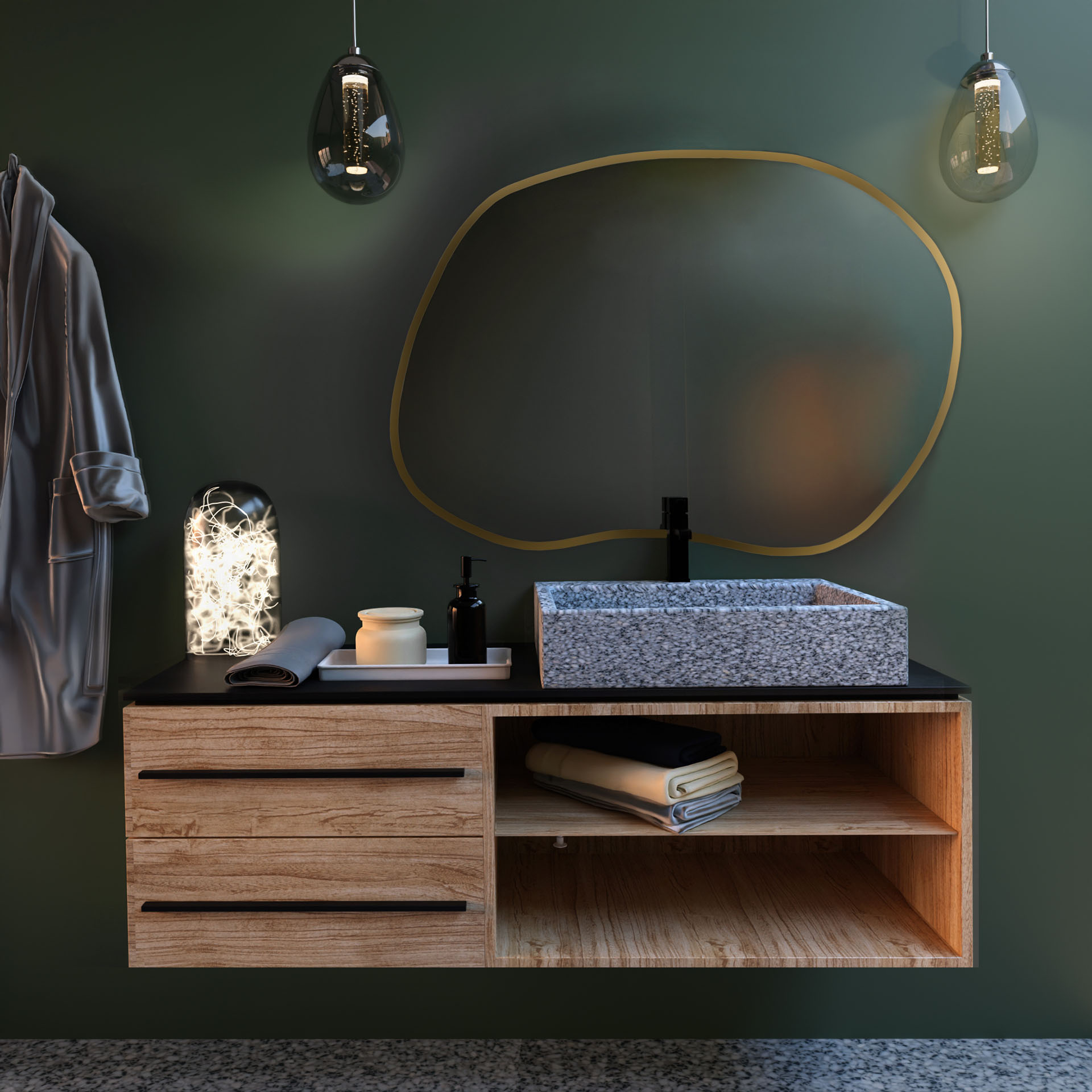Baltica Design Bright Stain II espejo 90x64 cm con iluminación oro 5904107917481