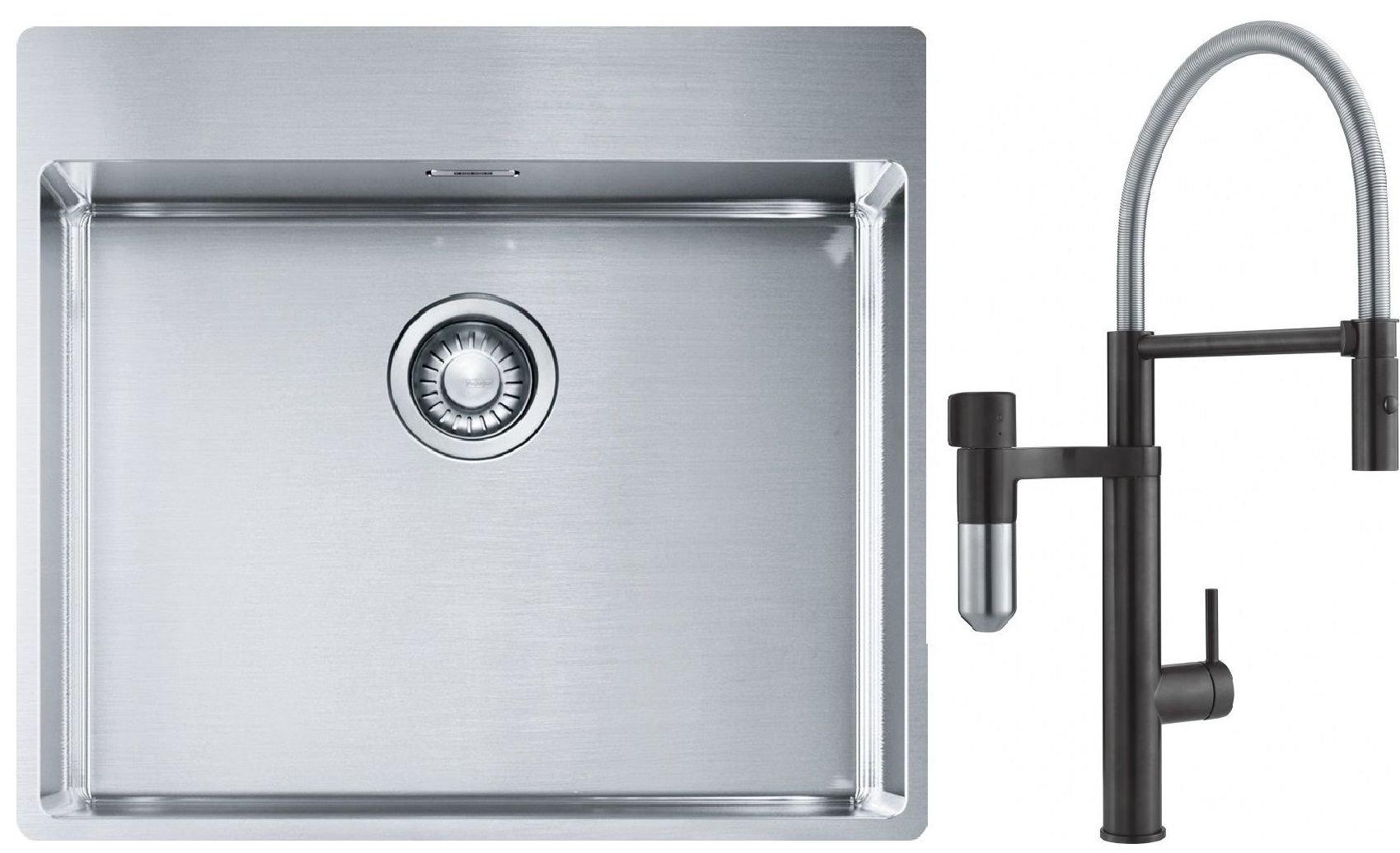 Conjunto grifo de cocina Franke Vital Semi-Pro 120.0621.313, fregadero de acero Franke Box 127.0369.295
