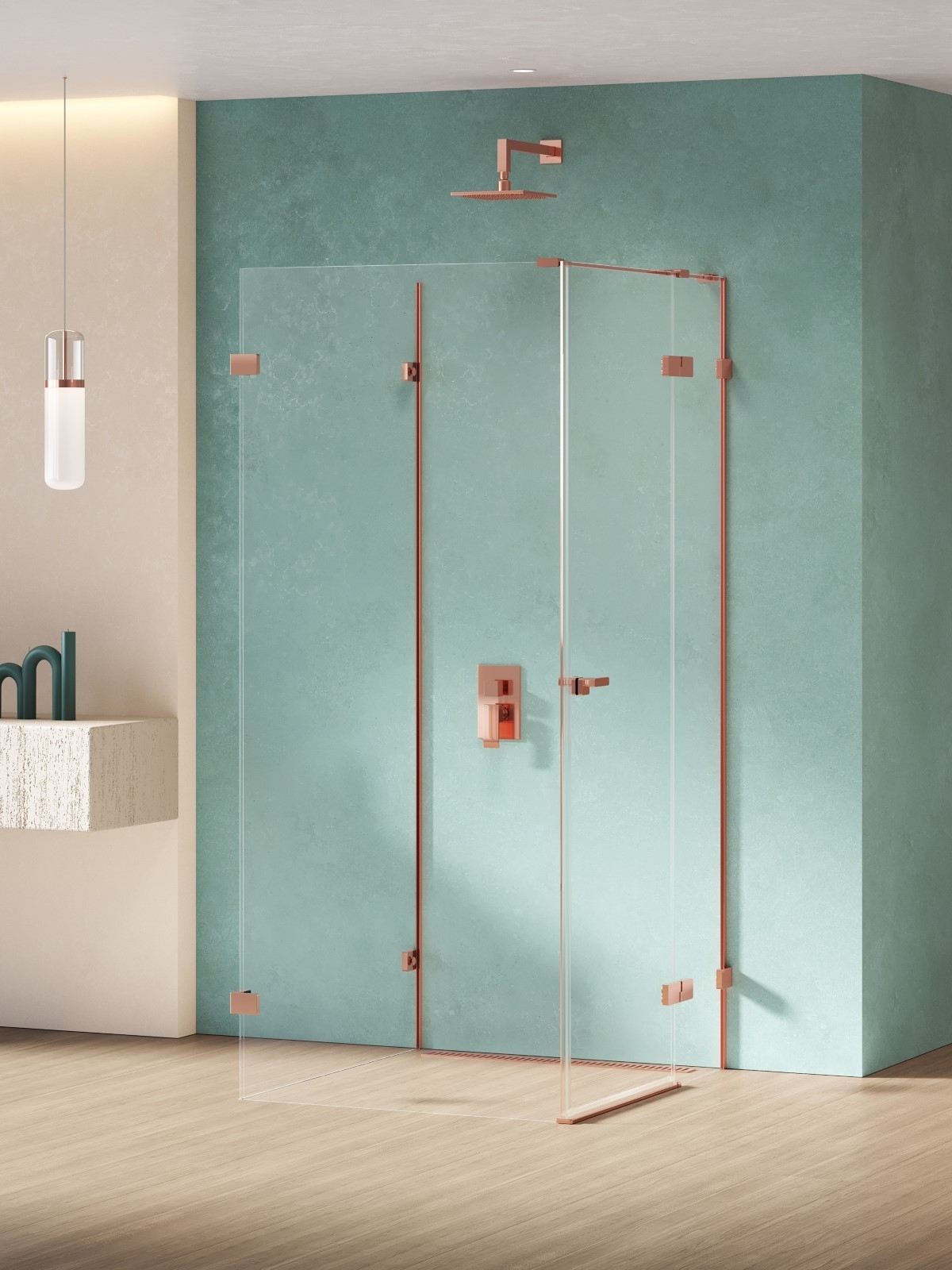 New Trendy Eventa Copper Shine cabina de ducha 100x80 cm rectangular cobre brillo/vidrio transparente EXK-6502