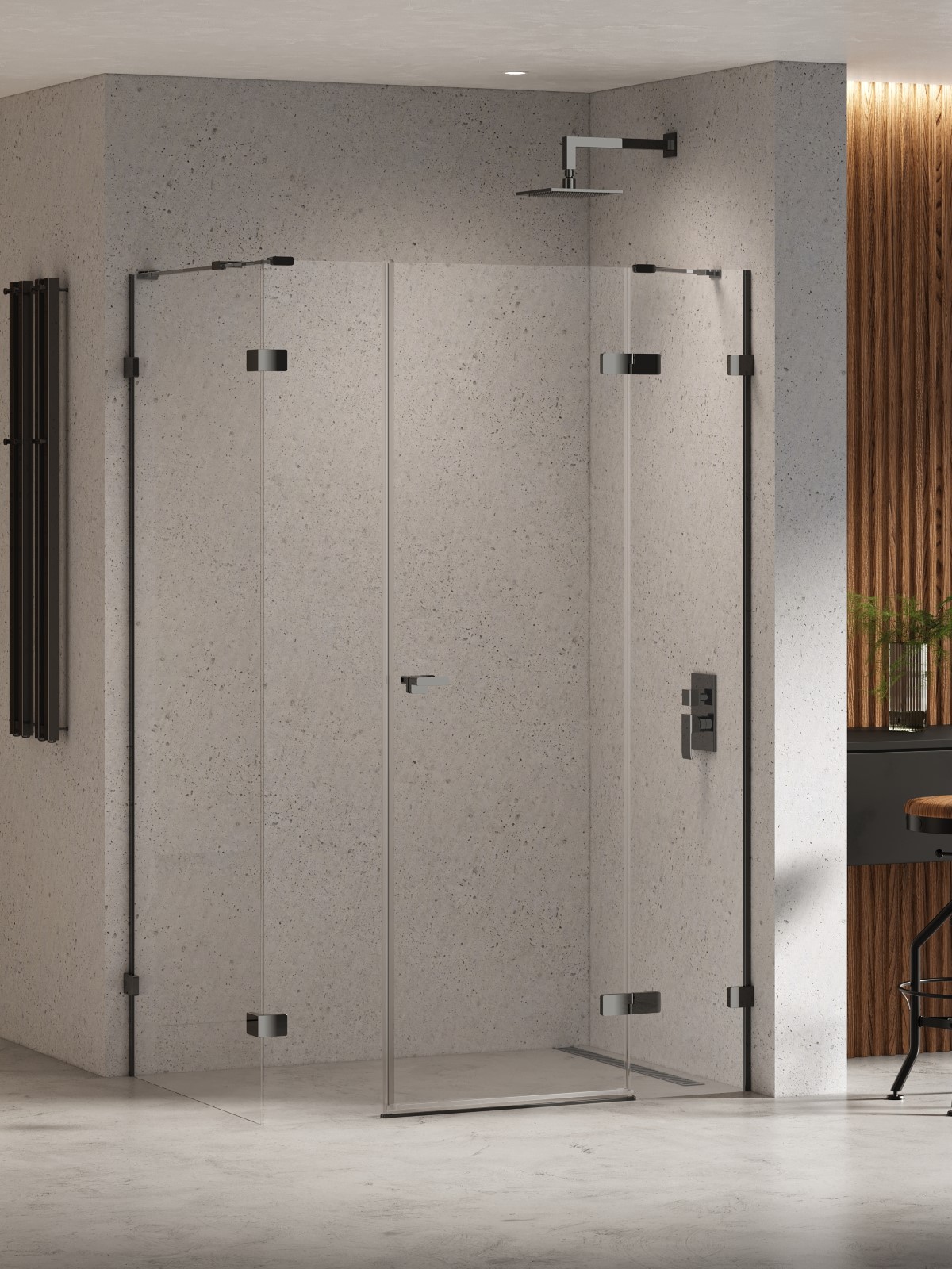 New Trendy Eventa Black Chrome cabina de ducha 110x80 cm rectangular negro brillo/vidrio transparente EXK-6231