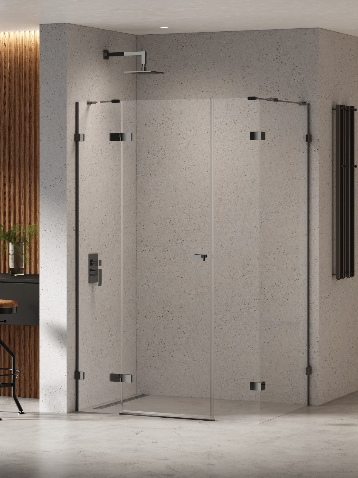 New Trendy Eventa Black Chrome cabina de ducha 110x90 cm rectangular negro brillo/vidrio transparente EXK-6236