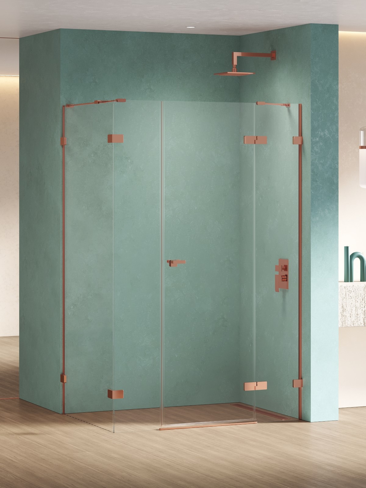 New Trendy Eventa Copper Shine cabina de ducha 110x90 cm rectangular cobre brillo/vidrio transparente EXK-6462