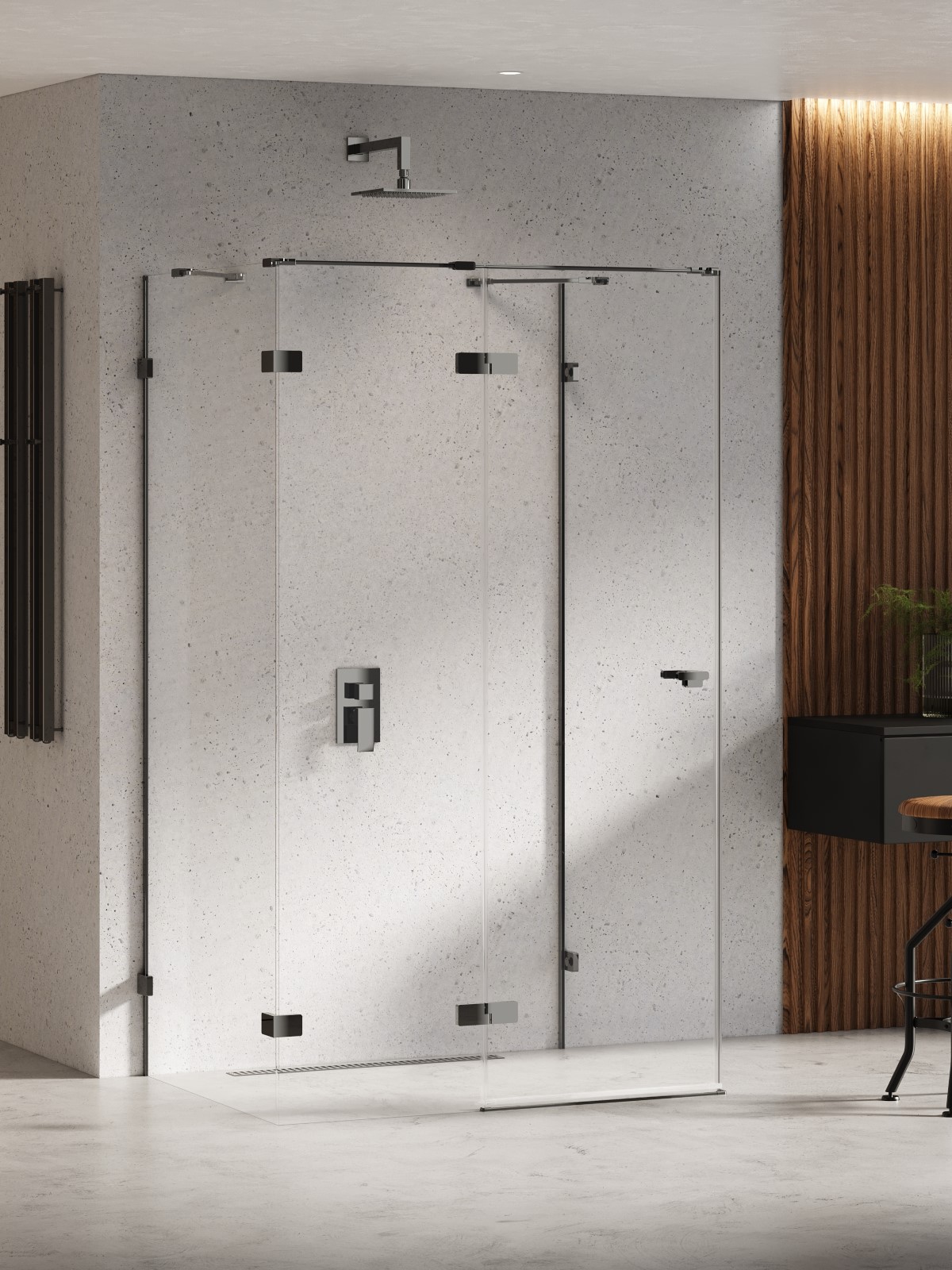 New Trendy Eventa Black Chrome cabina de ducha 90x80 cm rectangular negro brillo/vidrio transparente EXK-6250