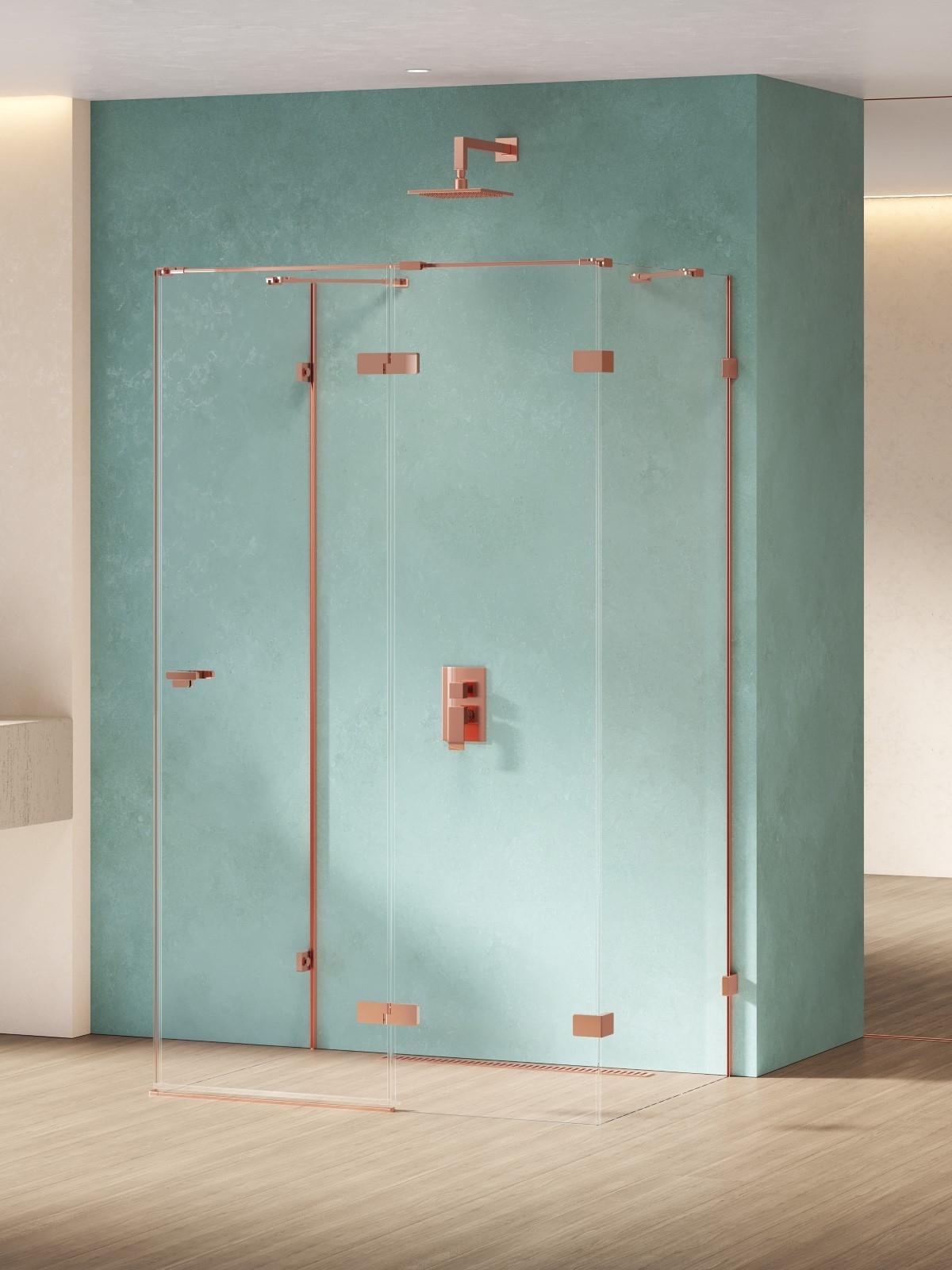 New Trendy Eventa Copper Shine cabina de ducha 120x90 cm rectangular cobre brillo/vidrio transparente EXK-6494