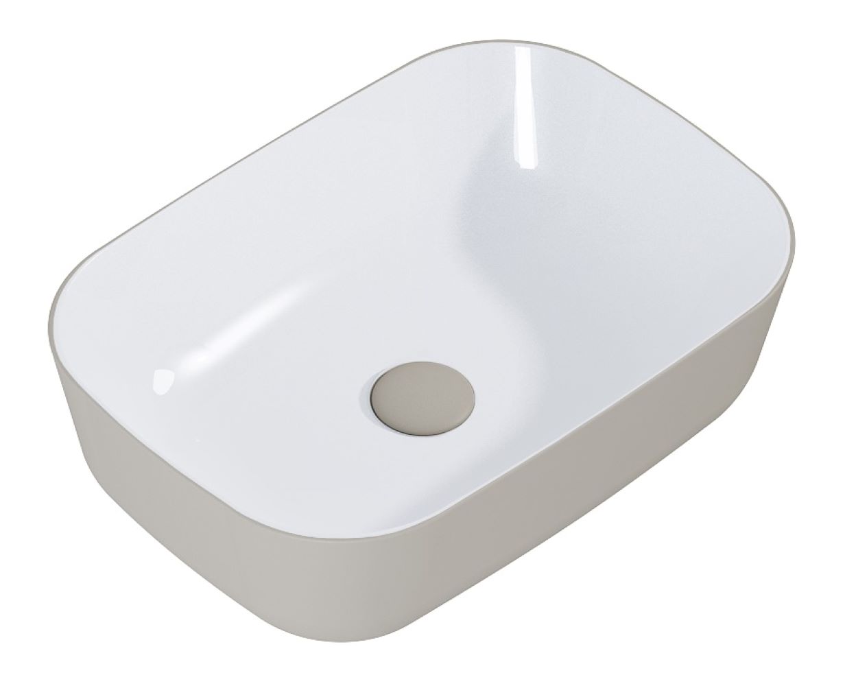 Elita Reni lavabo 45.5x32.5 cm rectangular sobre encimera blanco-marrón/beige RE040460896140