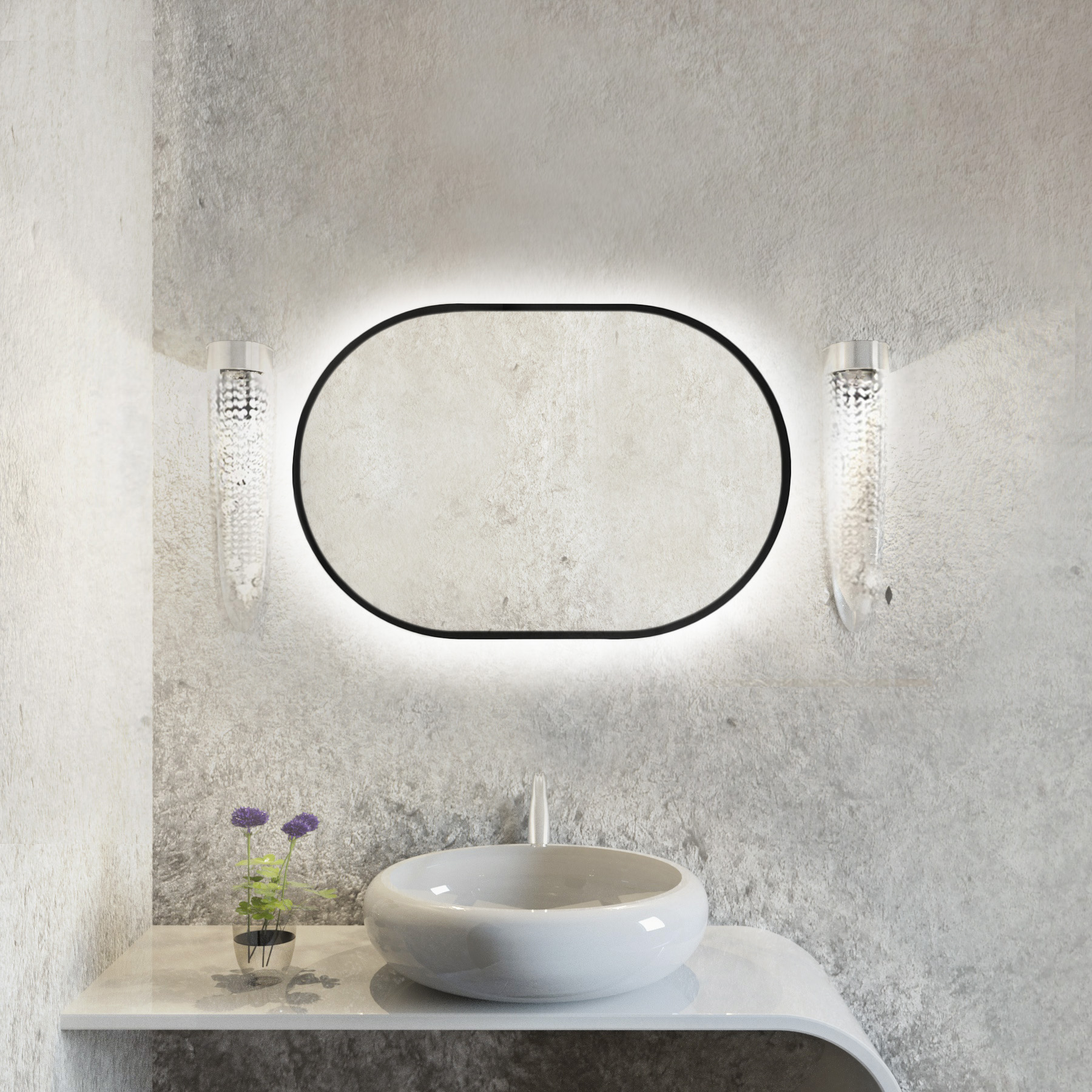 Baltica Design Tiny Border Pastille espejo 40x60 cm oval con iluminación negro 5904107926094