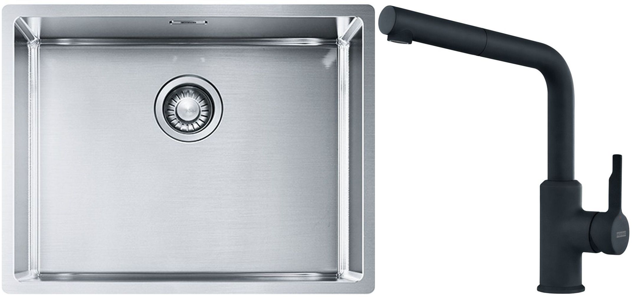 Conjunto fregadero de acero Franke Box 127.0453.660, grifo de cocina Franke Urban 115.0627.523