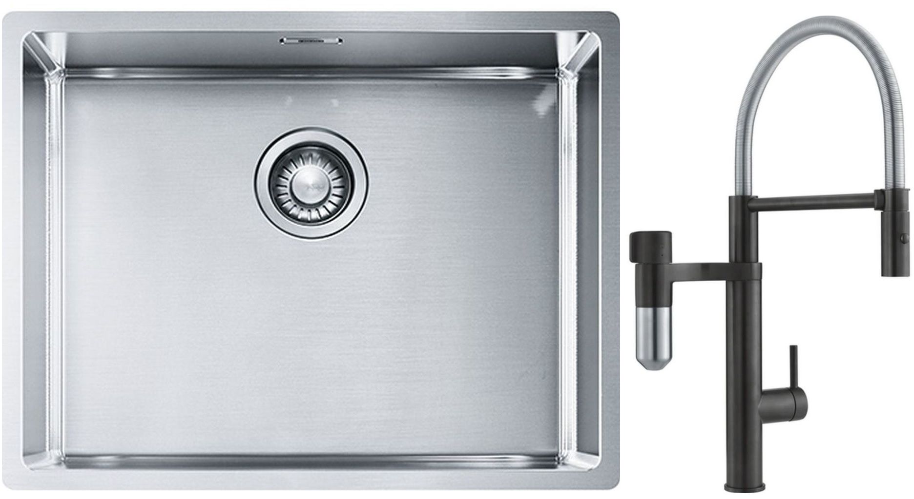 Conjunto grifo de cocina Franke Vital Semi-Pro 120.0621.313, fregadero de acero Franke Box 127.0453.660