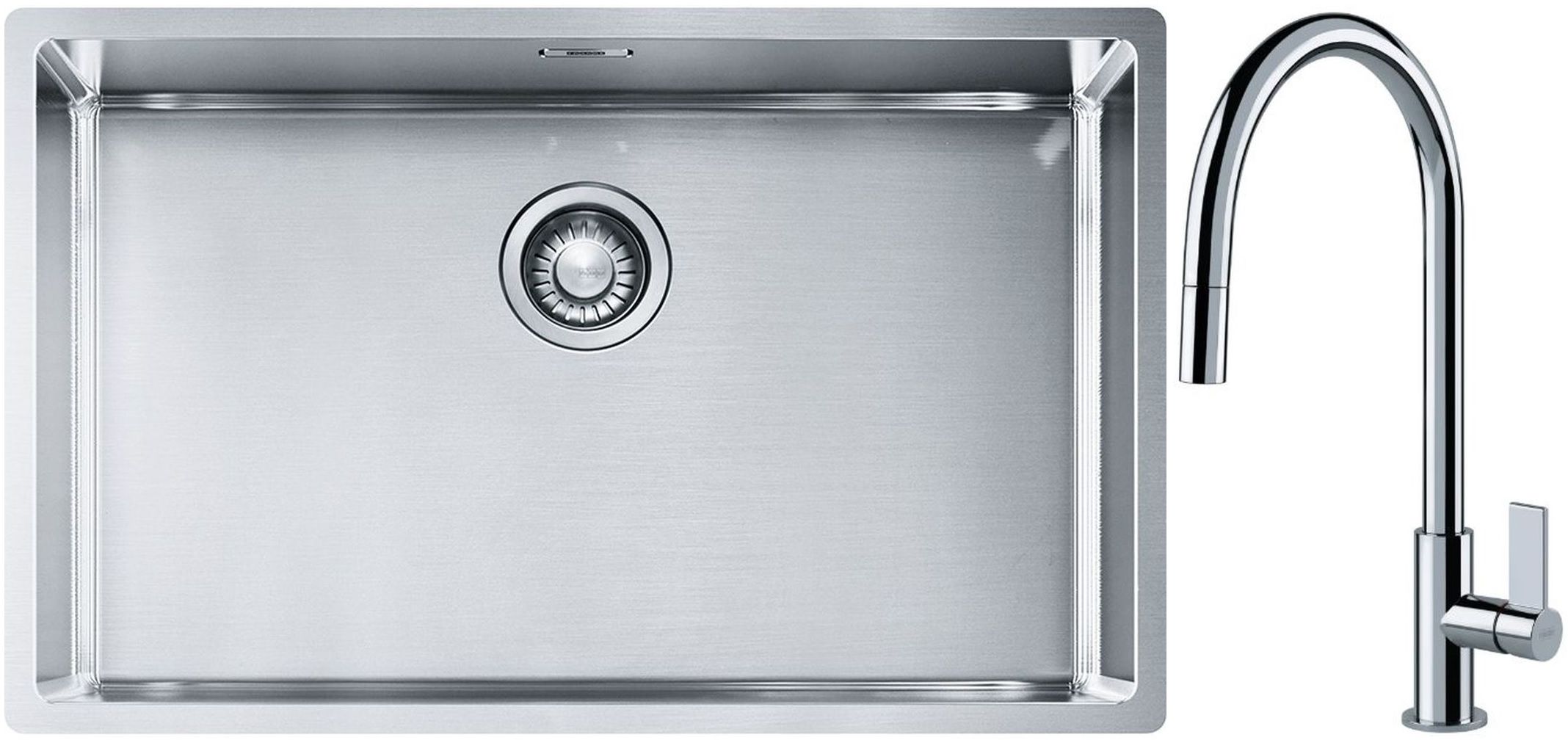 Franke Box BXX 210/110-68 zlewozmywak 72,5x45 cm stalowy z baterią kuchenną Ambient chrom (1270453658, 1150373947)