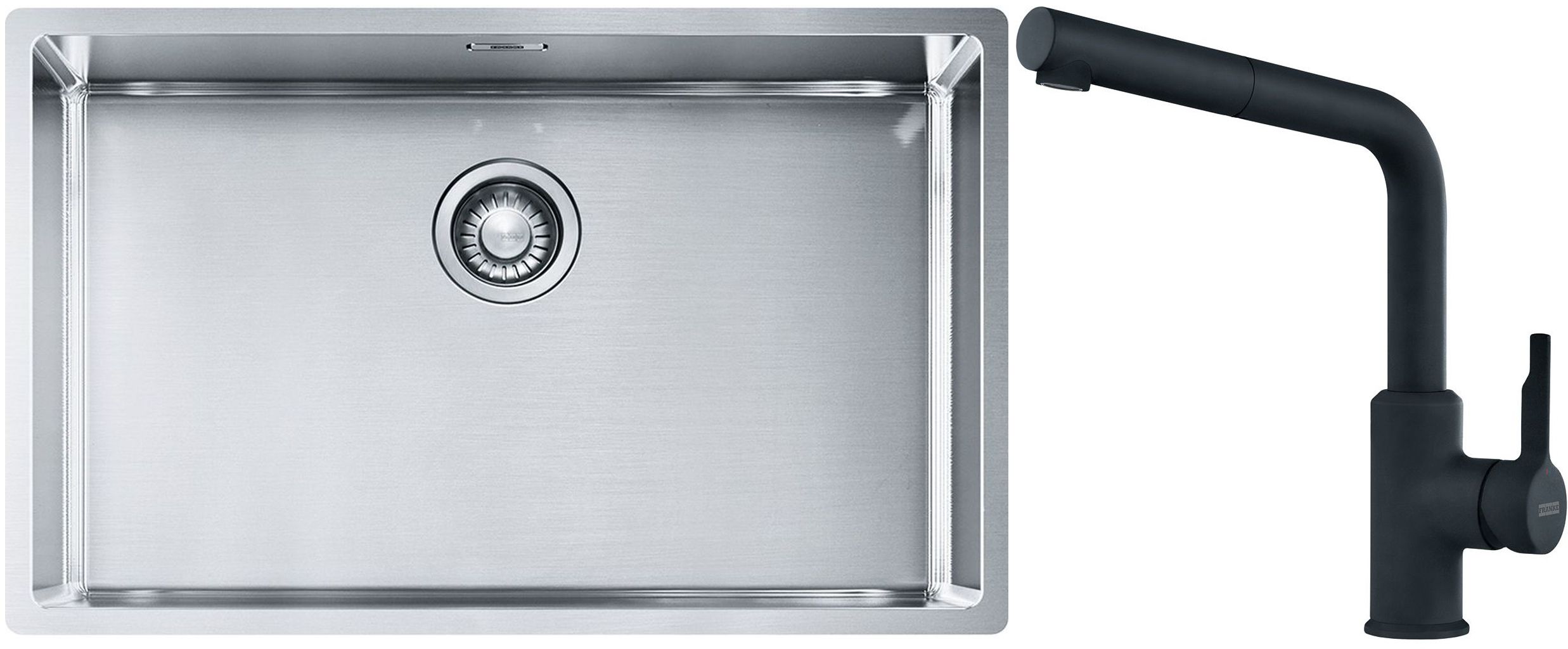 Conjunto fregadero de acero Franke Box 127.0453.658, grifo de cocina Franke Urban 115.0627.523
