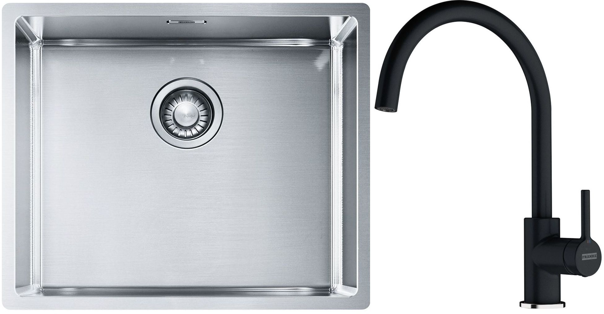 Conjunto fregadero de acero Franke Box 127.0453.656, grifo de cocina Franke Lina 115.0626.020
