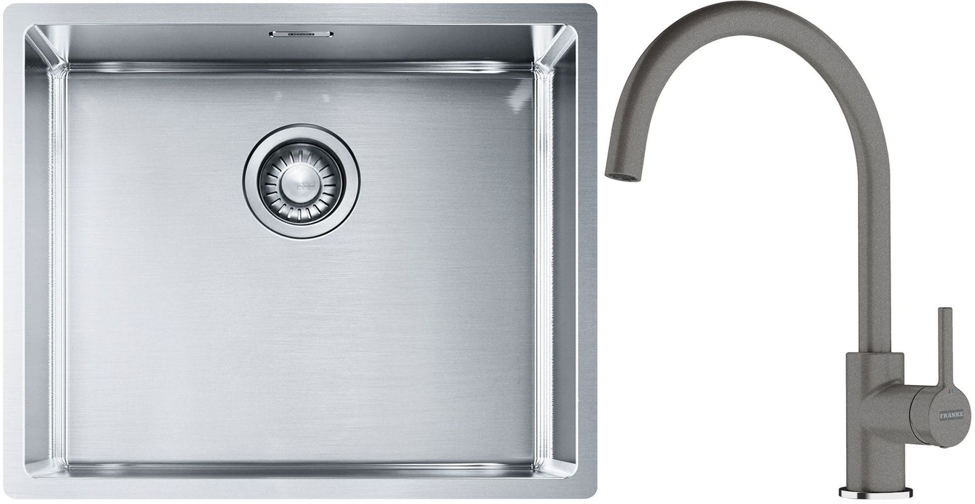 Conjunto fregadero de acero Franke Box 127.0453.656, grifo de cocina Franke Lina 115.0626.022