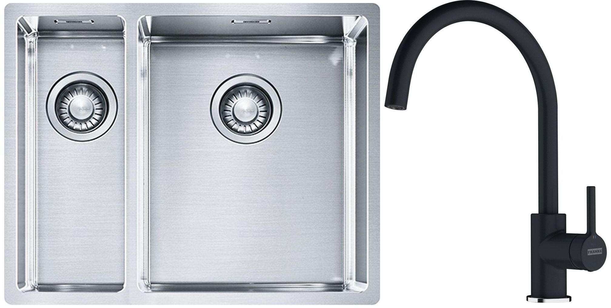 Conjunto fregadero de acero Franke Box 127.0369.916, grifo de cocina Franke Lina 115.0626.019