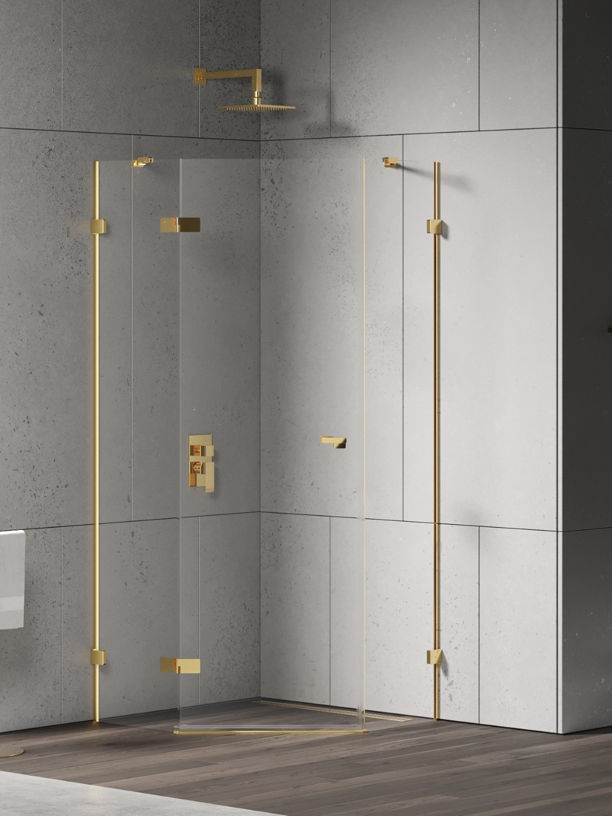 New Trendy Eventa Gold Shine cabina de ducha 90x90 cm oro brillo/vidrio transparente EXK-4835