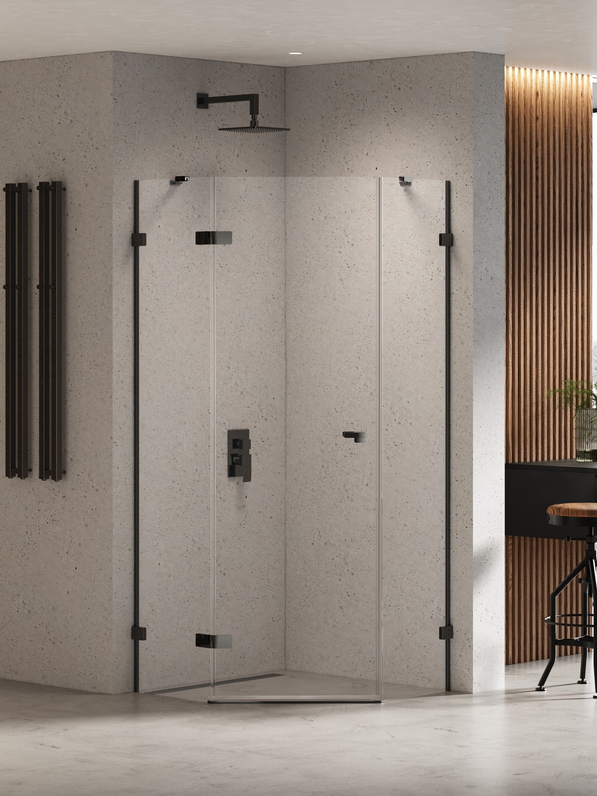 New Trendy Eventa Black Chrome cabina de ducha 90x90 cm negro brillo/vidrio transparente EXK-6291