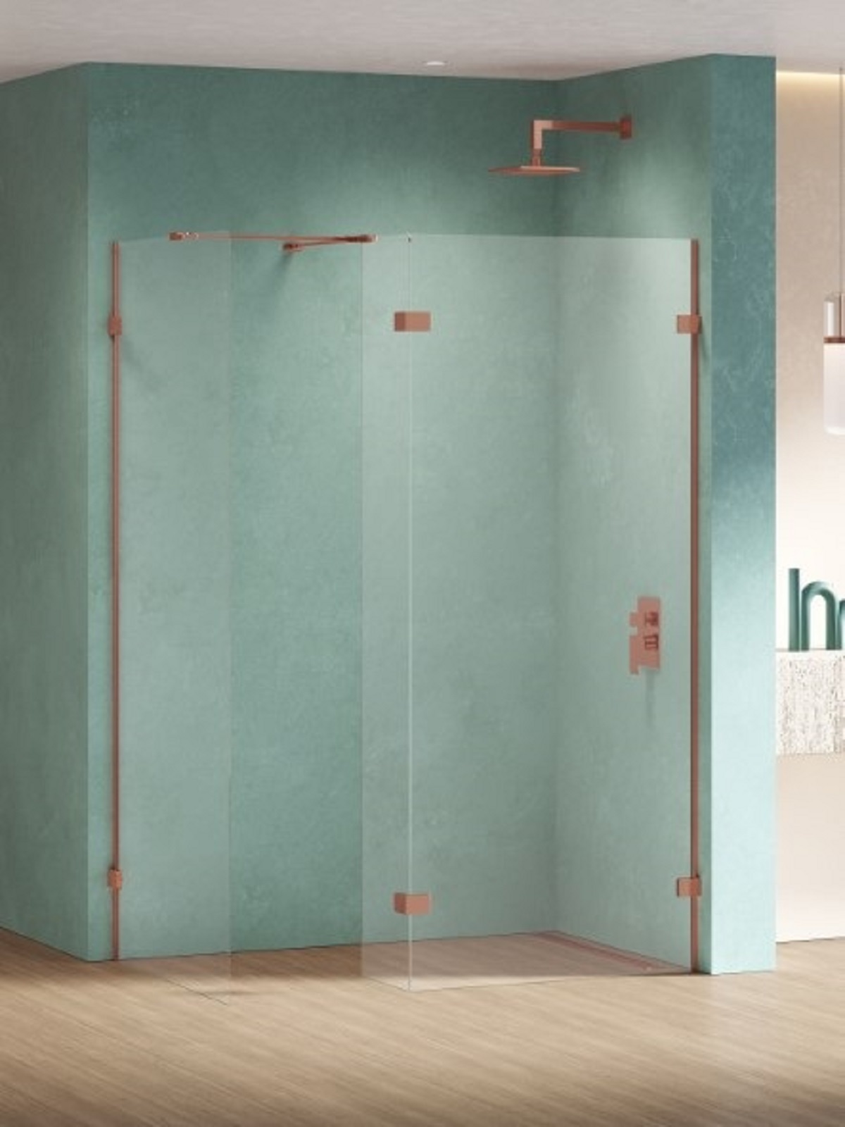 New Trendy Eventa Copper Shine mampara de ducha walk-in 90 cm cobre brillante/vidrio transparente EXK-6547