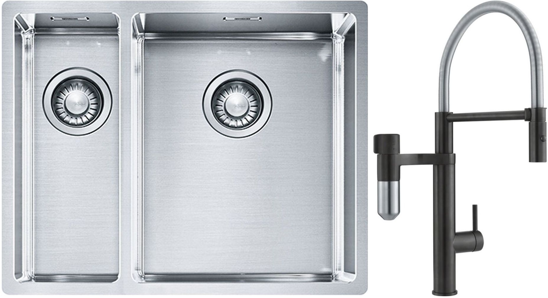 Conjunto grifo de cocina Franke Vital Semi-Pro 120.0621.313, fregadero de acero Franke Box 127.0369.916