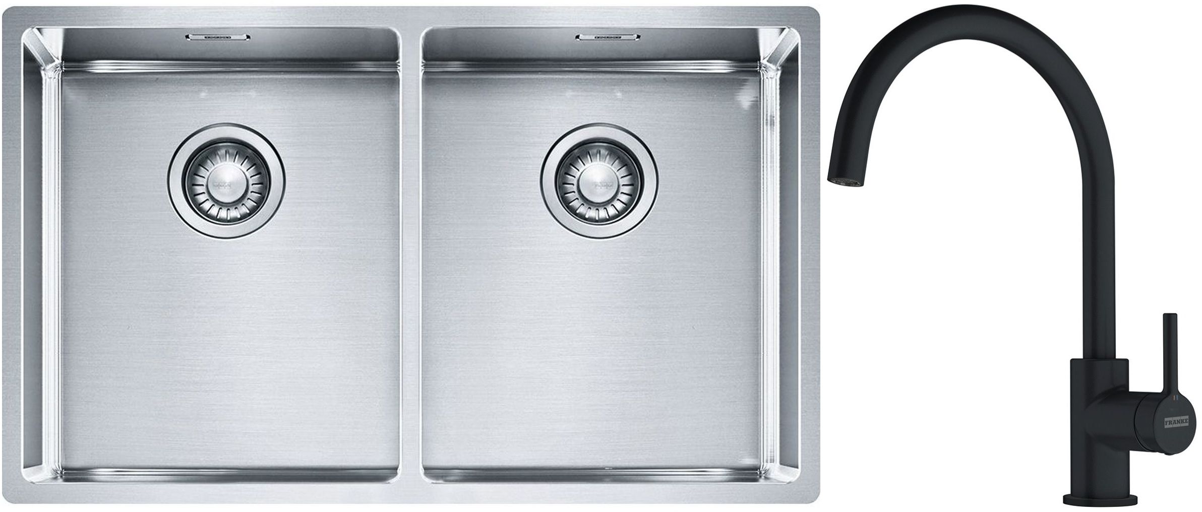 Conjunto fregadero de acero Franke Box 127.0370.188, grifo de cocina Franke Lina 115.0626.019