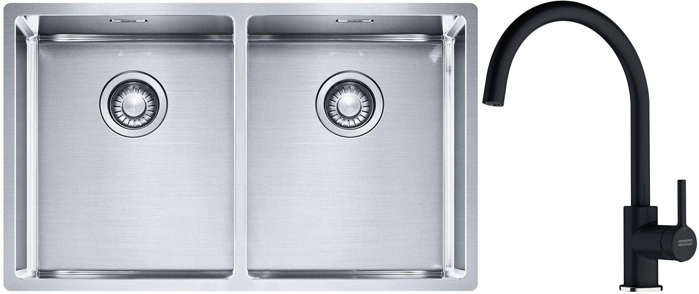 Conjunto fregadero de acero Franke Box 127.0370.188, grifo de cocina Franke Lina 115.0626.020
