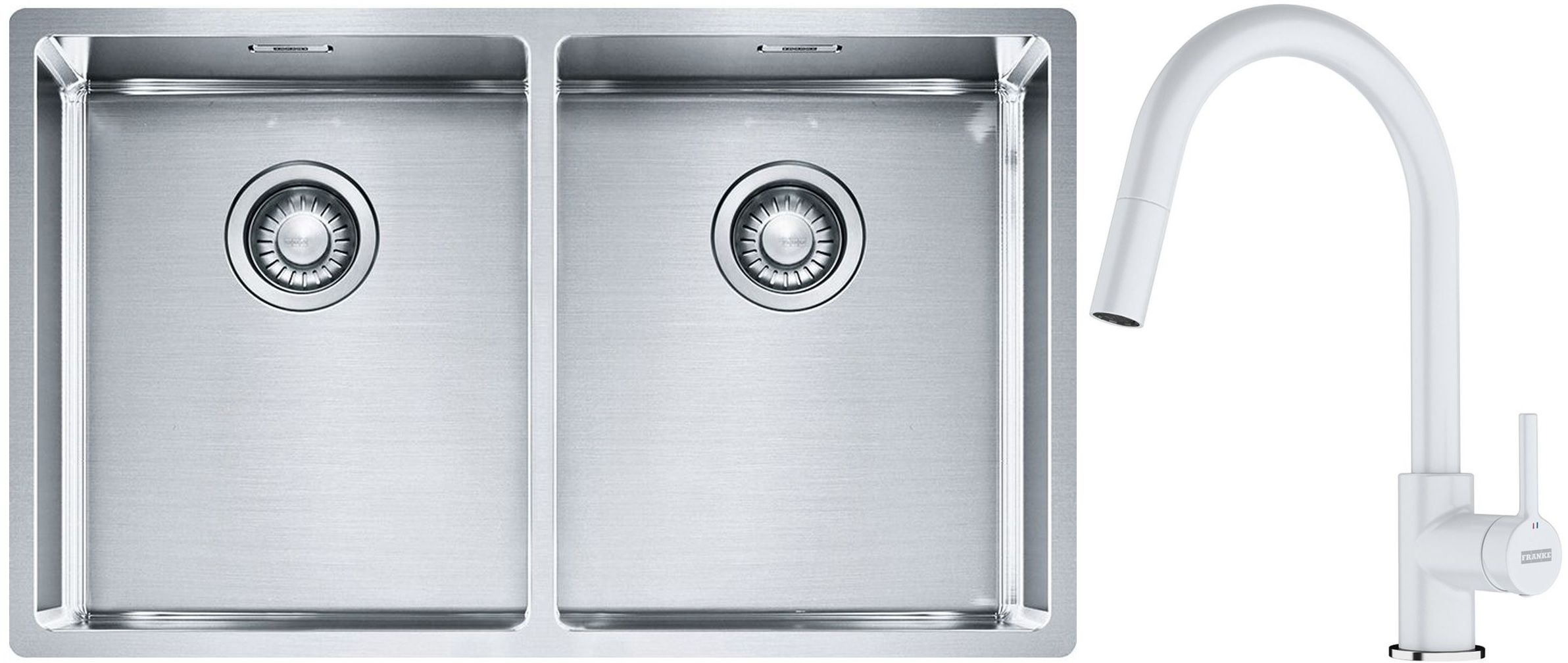 Conjunto fregadero de acero Franke Box 127.0370.188, grifo de cocina Franke Lina 115.0626.081