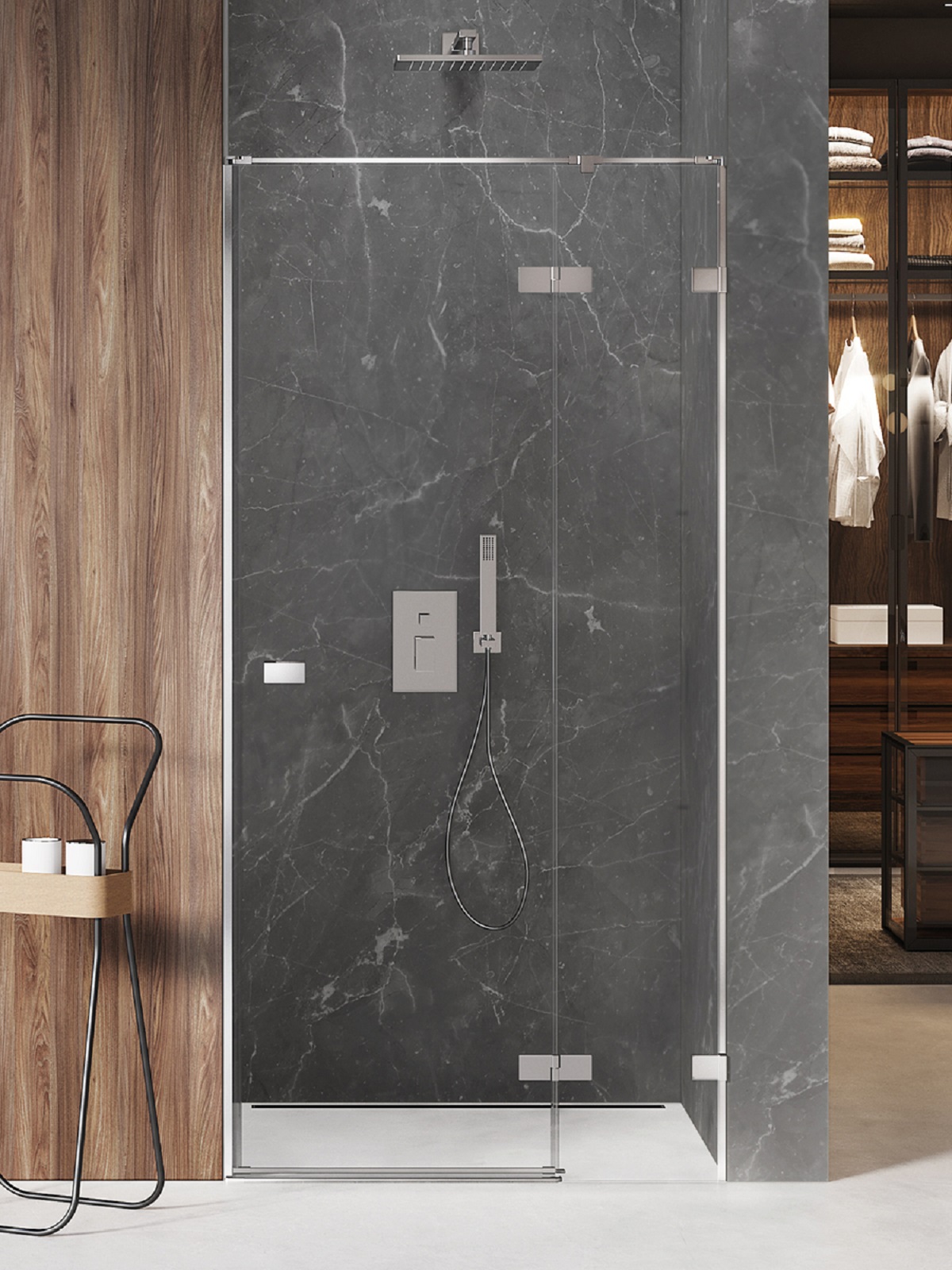 New Trendy Avexa puerta de ducha 140 cm oscilante cromo brillante/vidrio transparente EXK-1454