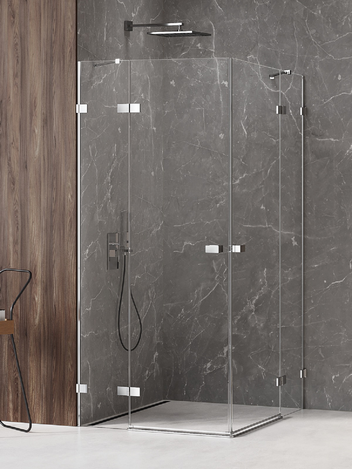 New Trendy Avexa cabina de ducha 90x80 cm rectangular cromo brillo/vidrio transparente EXK-1516