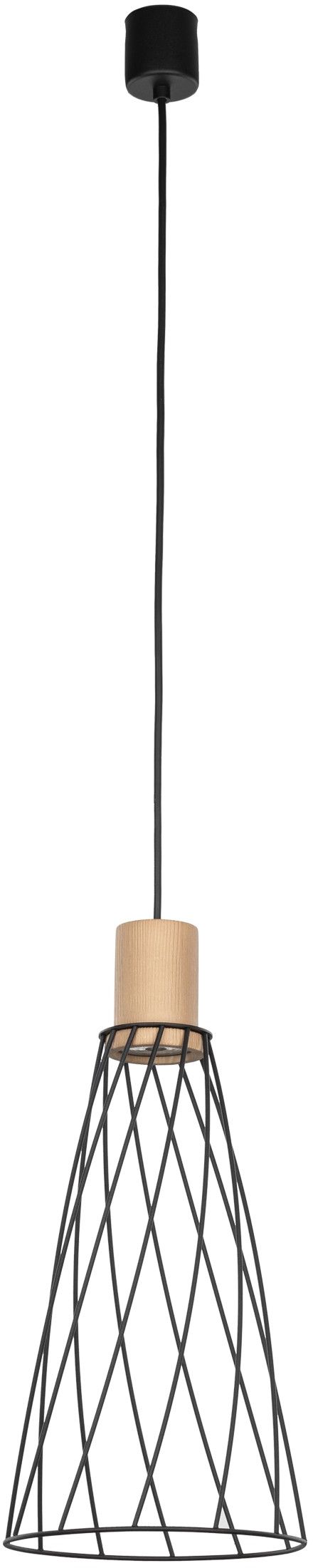 TK Lighting Modesto lámpara colgante 1x10 W negro-madera 10157