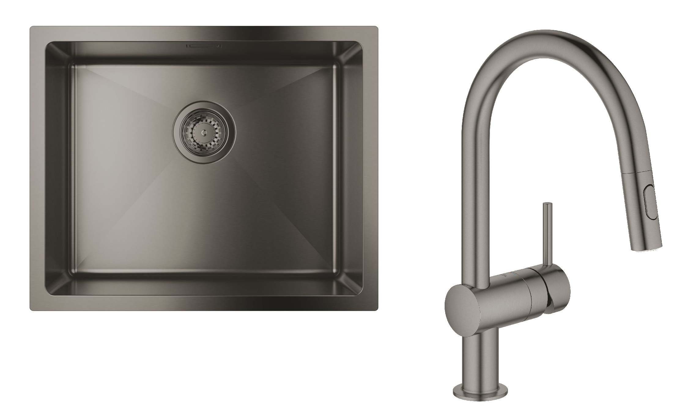 Conjunto fregadero de acero Grohe K700U 31574AL1, grifo de cocina Grohe Minta 32321AL2