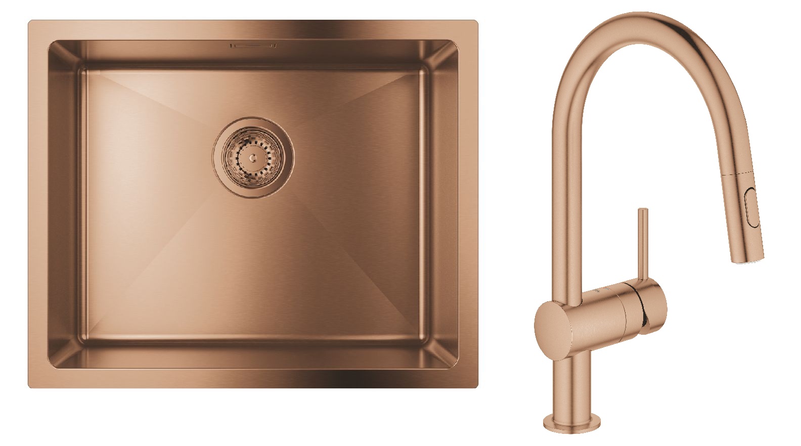 Conjunto fregadero de acero Grohe K700U 31574DL1, grifo de cocina Grohe Minta 32321DL2