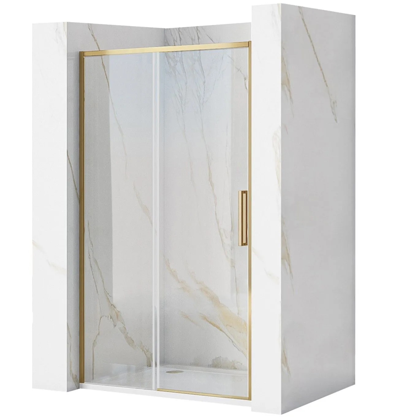 Rea Rapid Slide puerta de ducha 130 cm corredera oro cepillado/vidrio transparente REA-K8590