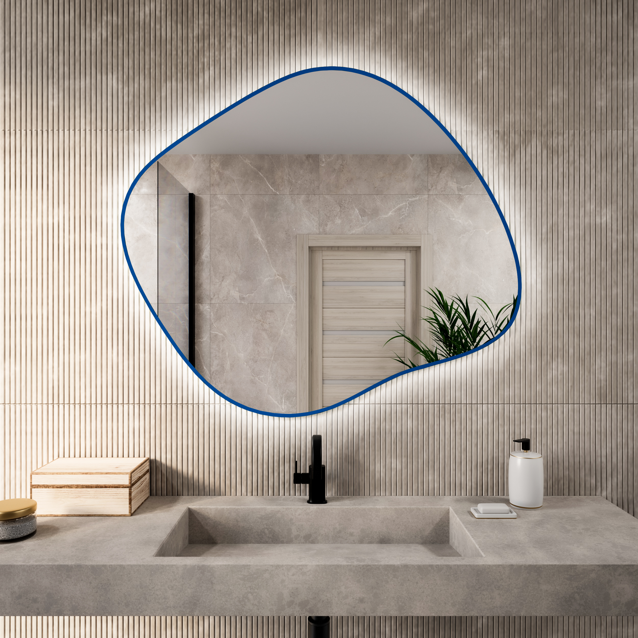 Baltica Design Bright Stain III espejo 50x43 cm con iluminación azul 5904107932163