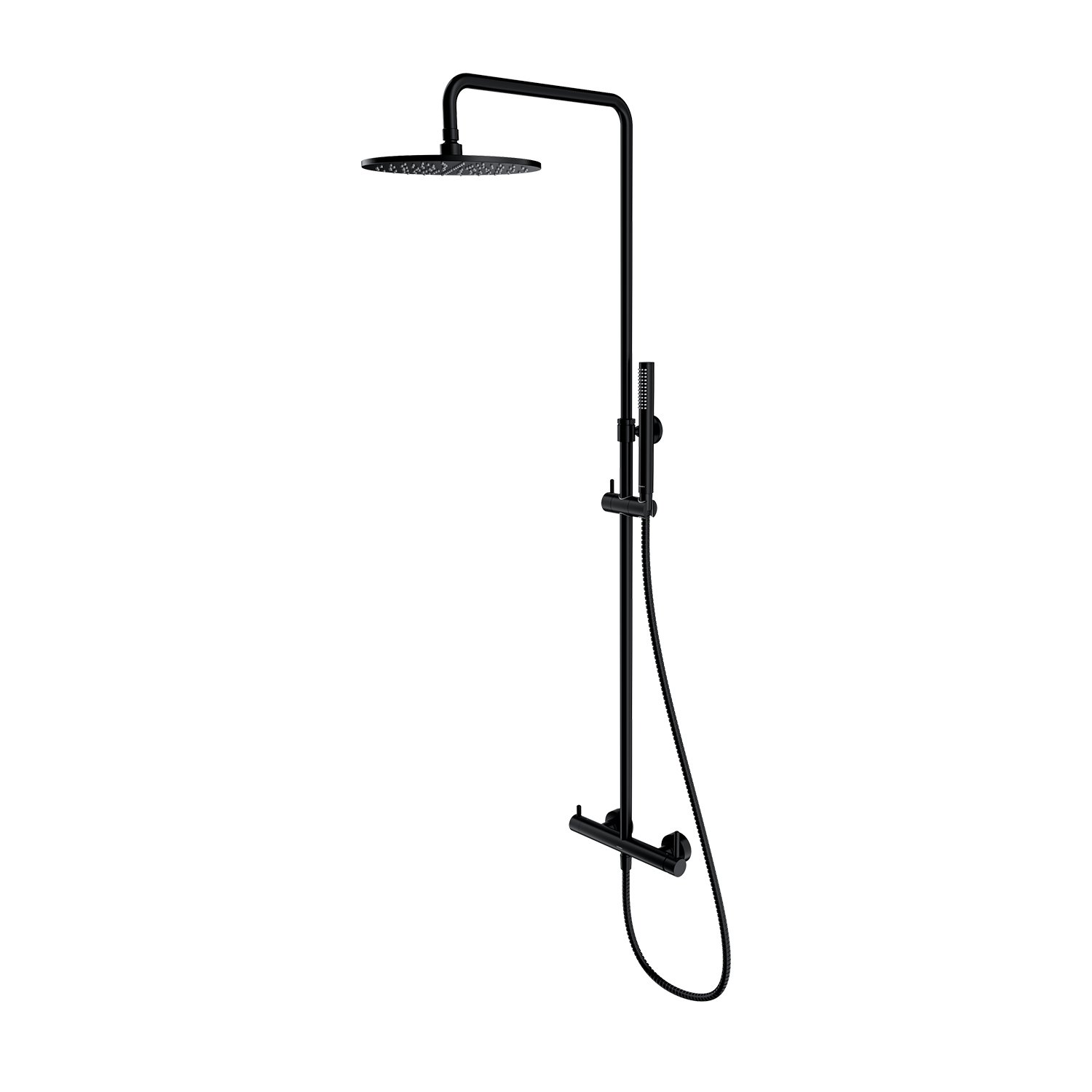 Omnires Y conjunto de ducha a pared con rociador con efecto lluvia negro Y1244MBL