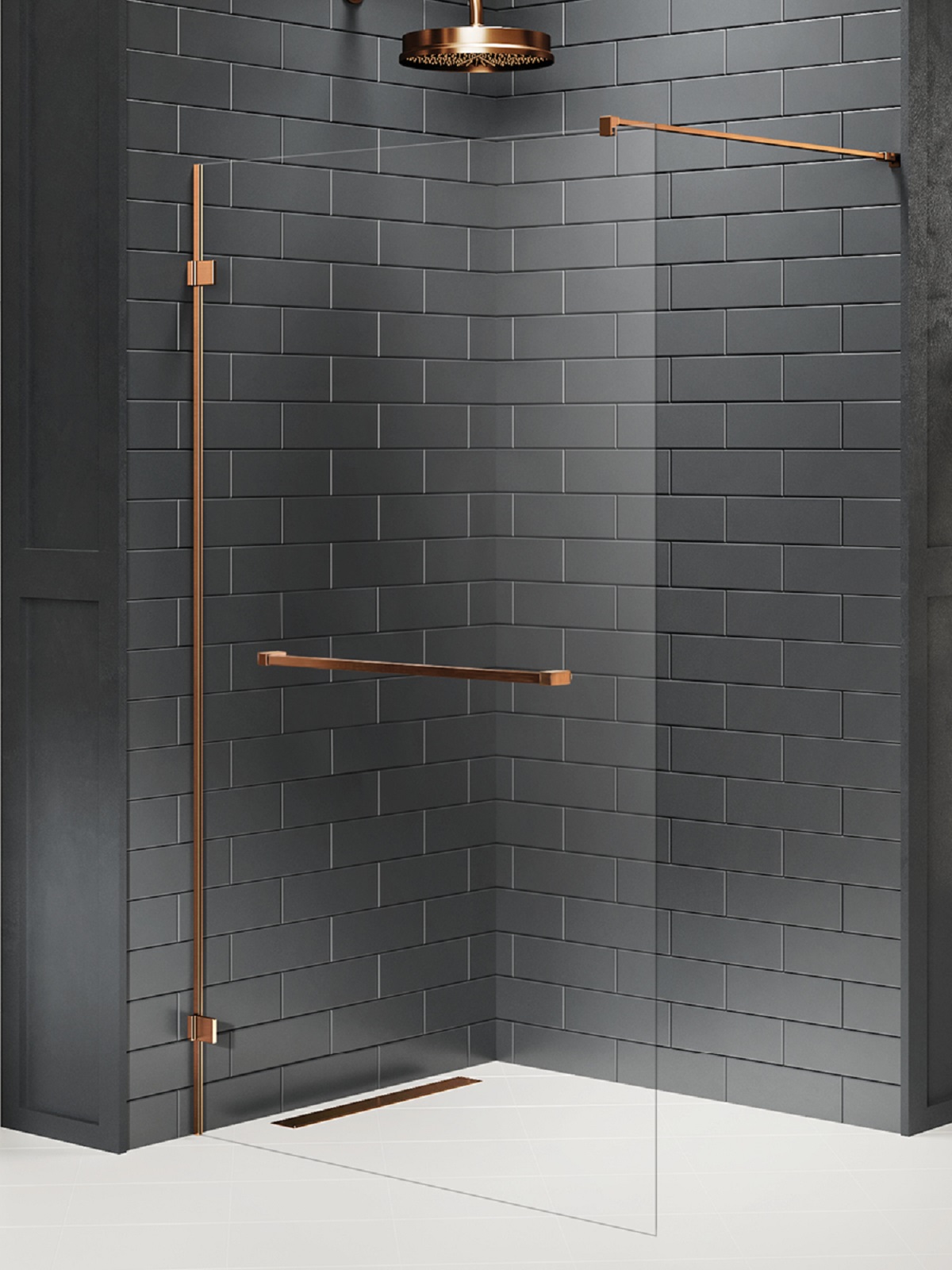 New Trendy Avexa Copper Brushed mampara de ducha walk-in 80 cm cobre cepillado/vidrio transparente EXK-7157